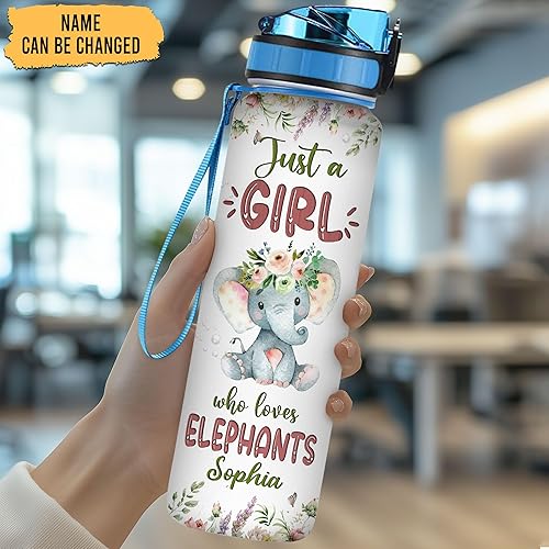 Miniatura 9 de Hyturtle Botella de agua motivacional personalizada de 32 onzas con marcador de tiempo, con marcador de tiempo, Just A Girl Who Loves Giraffes,