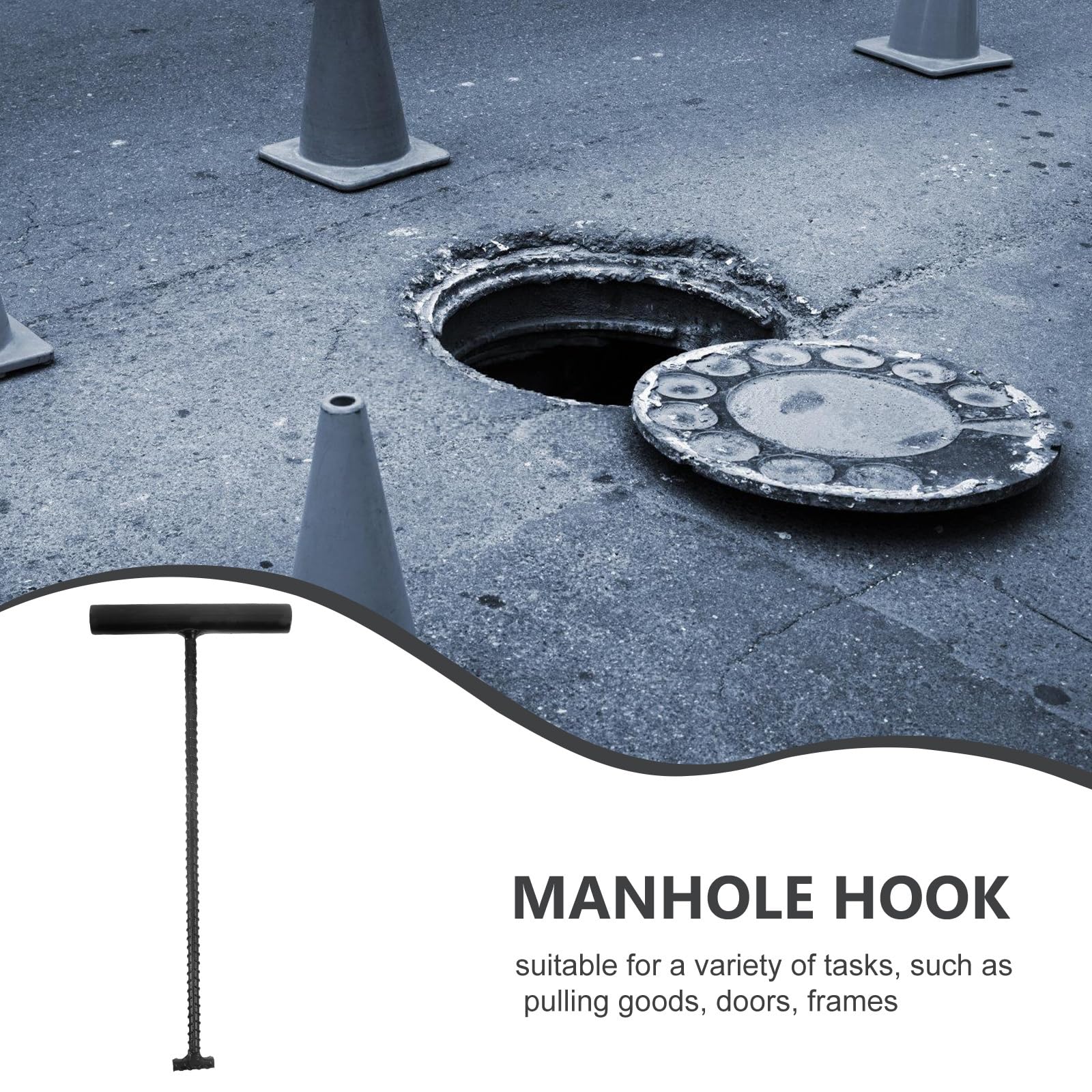 Gancio Per Coperchi Tombini In Acciaio - Maniglia A T Per Sollevamento, 31cm - Foto 9