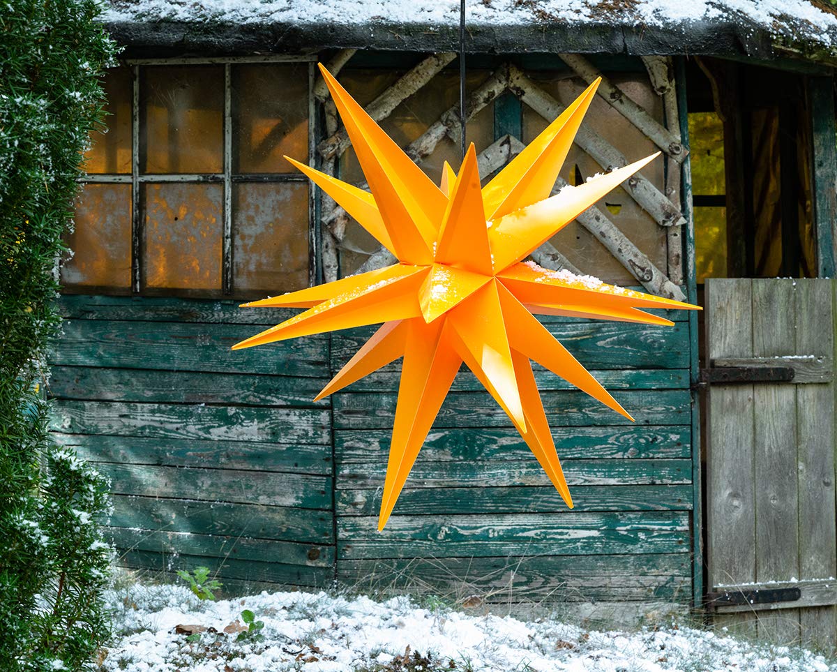 STEINFIGURENWELT GIEBEN Dekowelt - Estrella de Navidad LED 3D (80 cm, incluye bombilla intercambiable), color amarillo