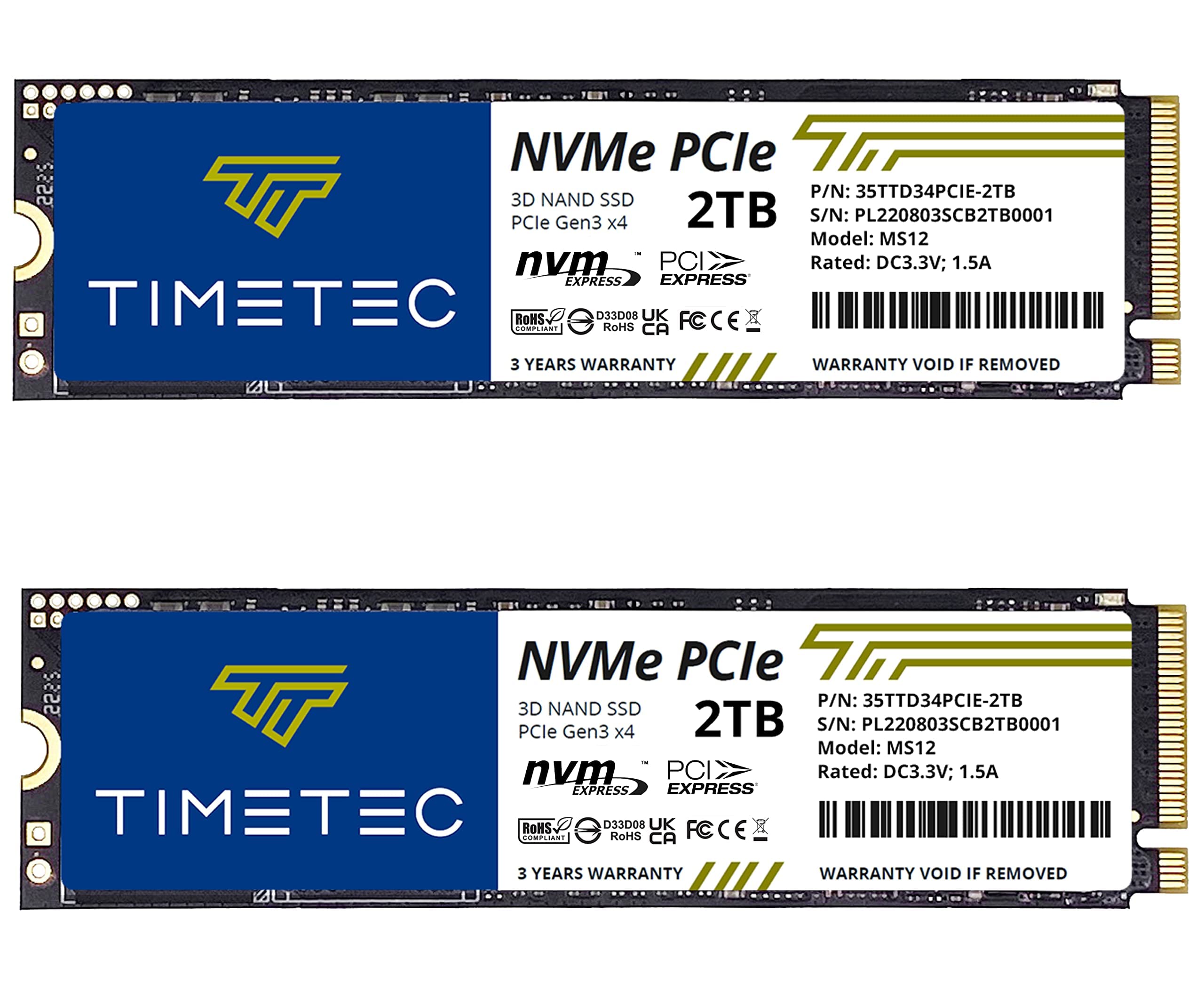 Amazon.com: Timetec 2TBx2 (2 Pack) SSD NVMe PCIe Gen3x4 8Gb/s M.2