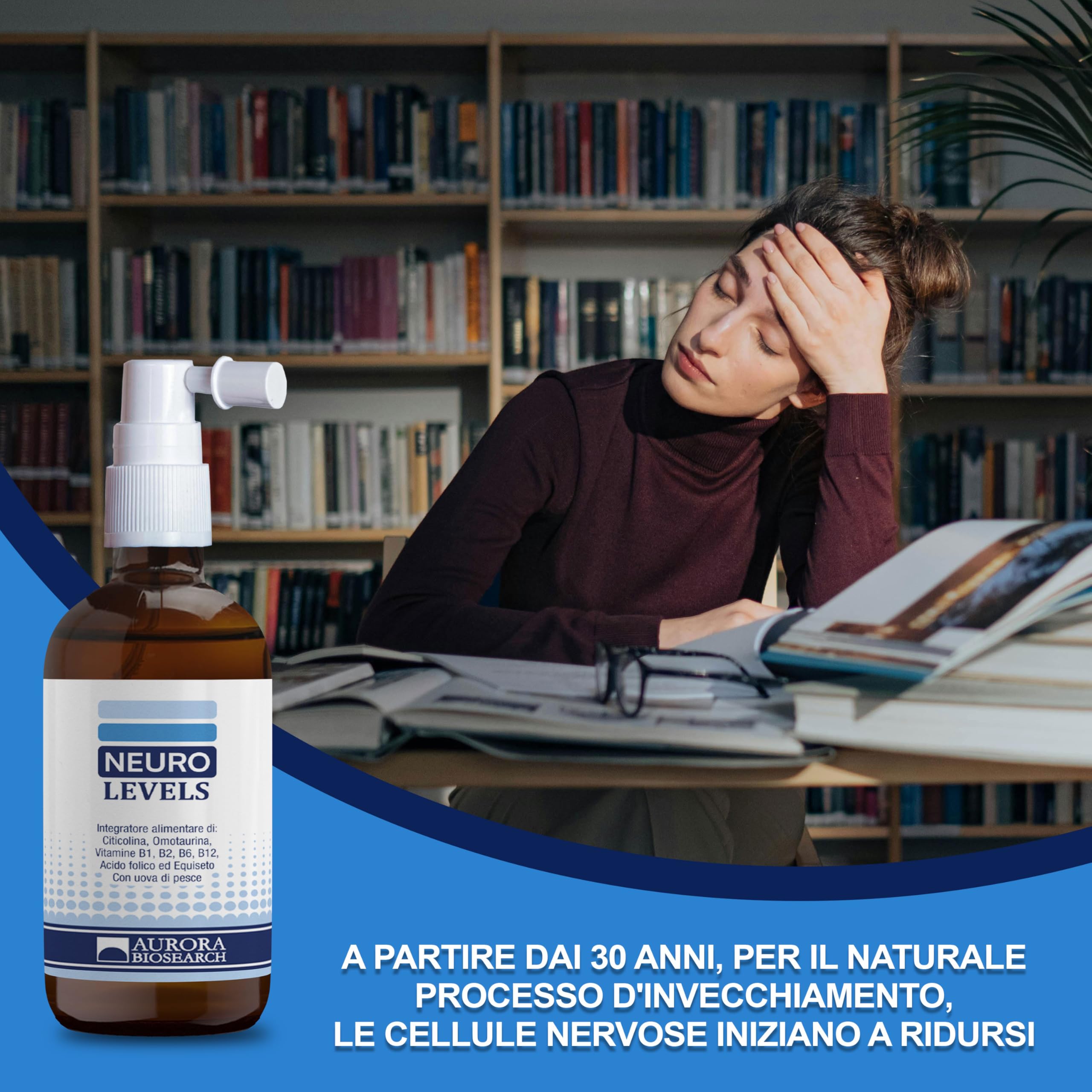 Integratore Completo per Memoria, Attenzione, Burnout, Stress Stop, 50 ml Spray orale con Stamisoma (Confezione da 1)