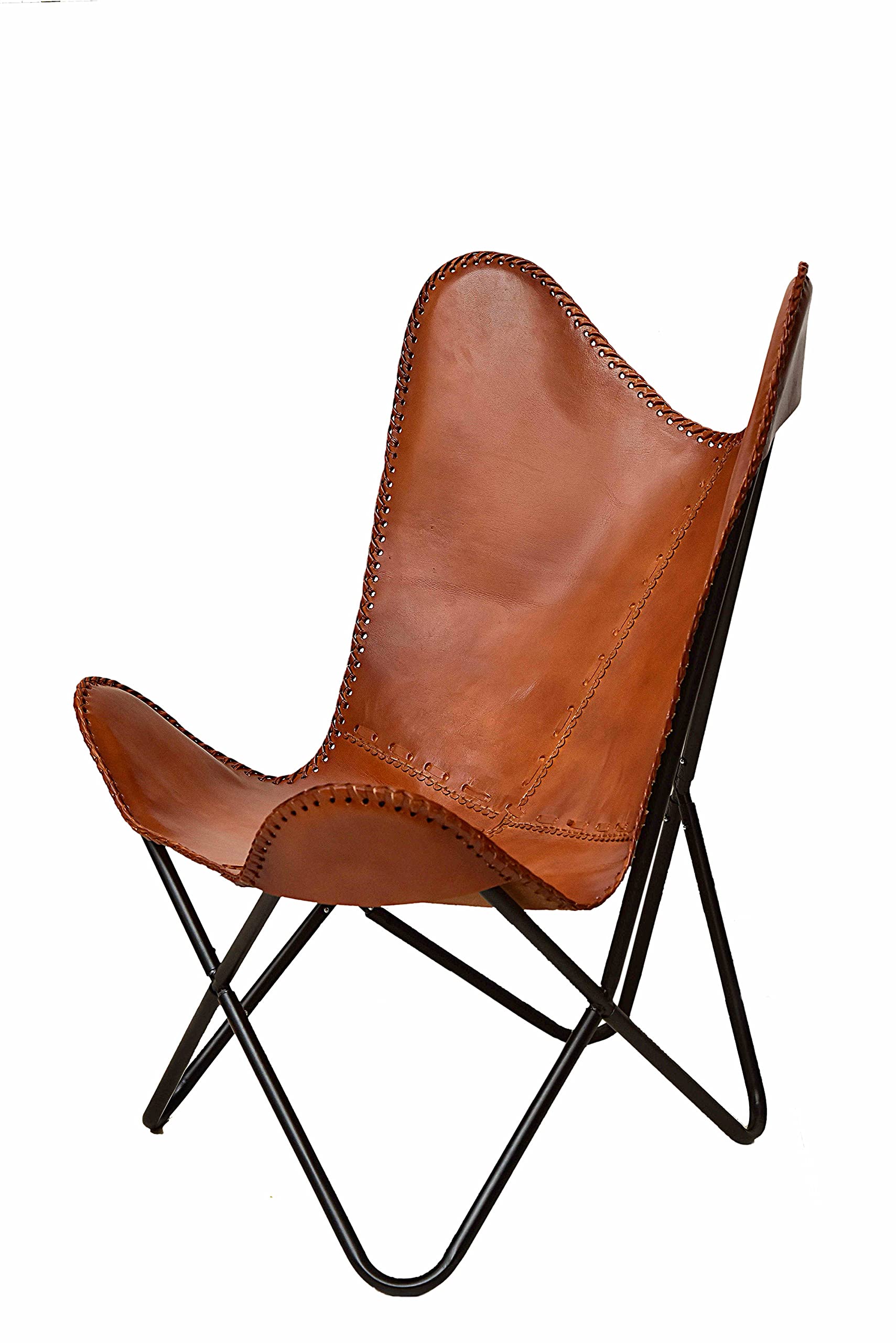 Buy Classy Handmade Leather Living Room ChairsButterfly Chair Tan Side