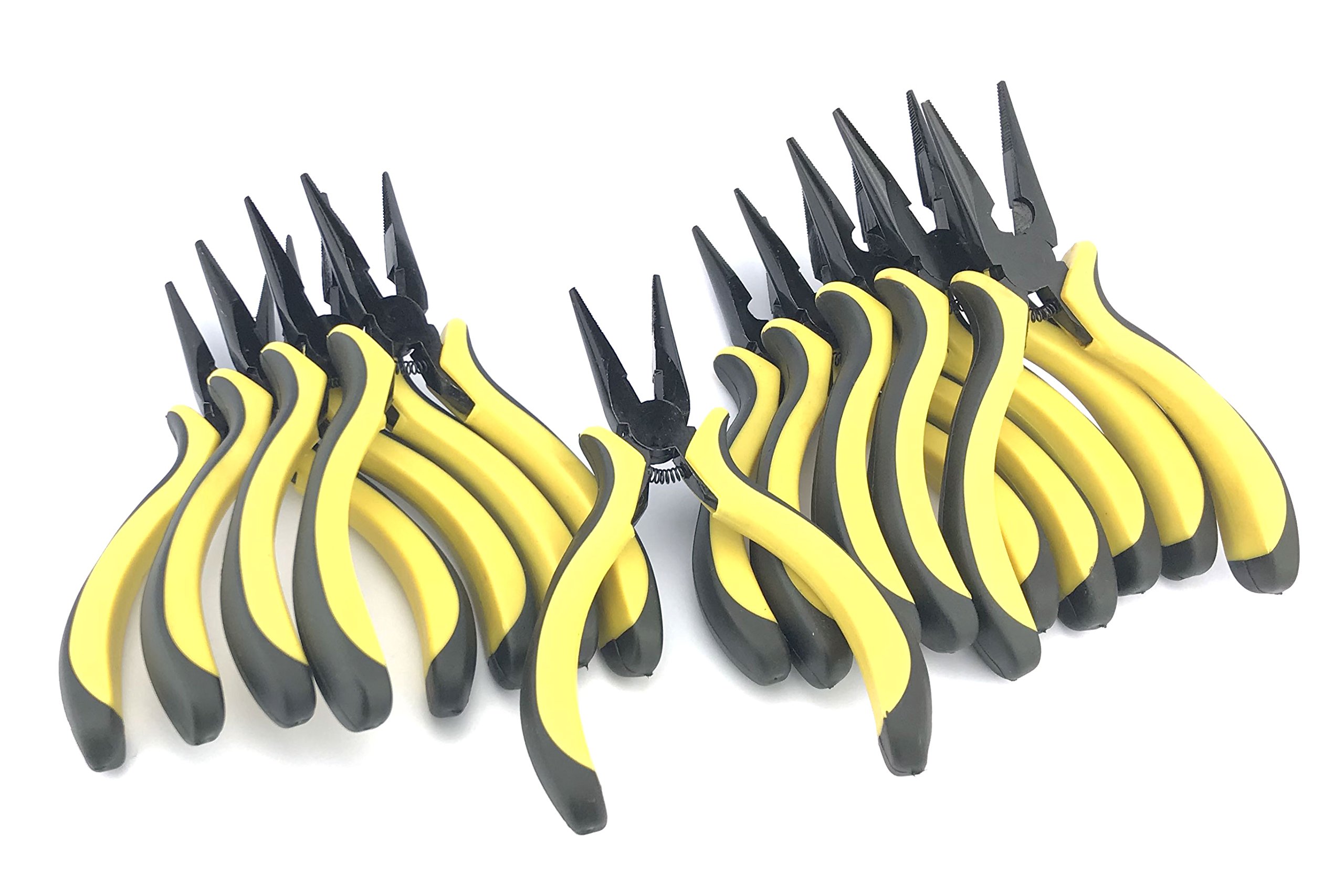 Silverhill Tools ANNBULK Contractor Long Nose Pliers Ergonomic Easy Grip Handle, includes wire cutter (10 Pack)