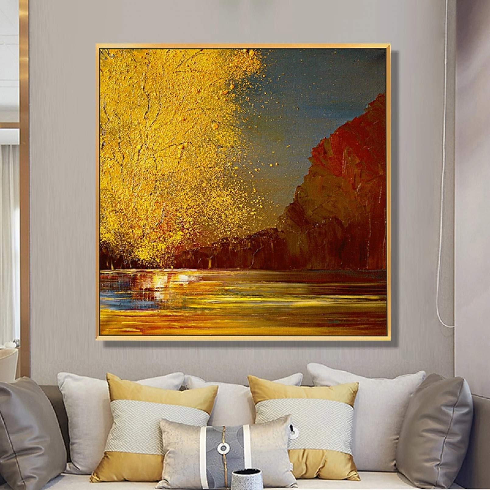 BAJIE Malerei handgemalte abstrakte goldene Sonnenuntergang Malerei auf Leinwand Wandkunst Wandschmuck Bilder Malerei für Wohnzimmer Home Decor