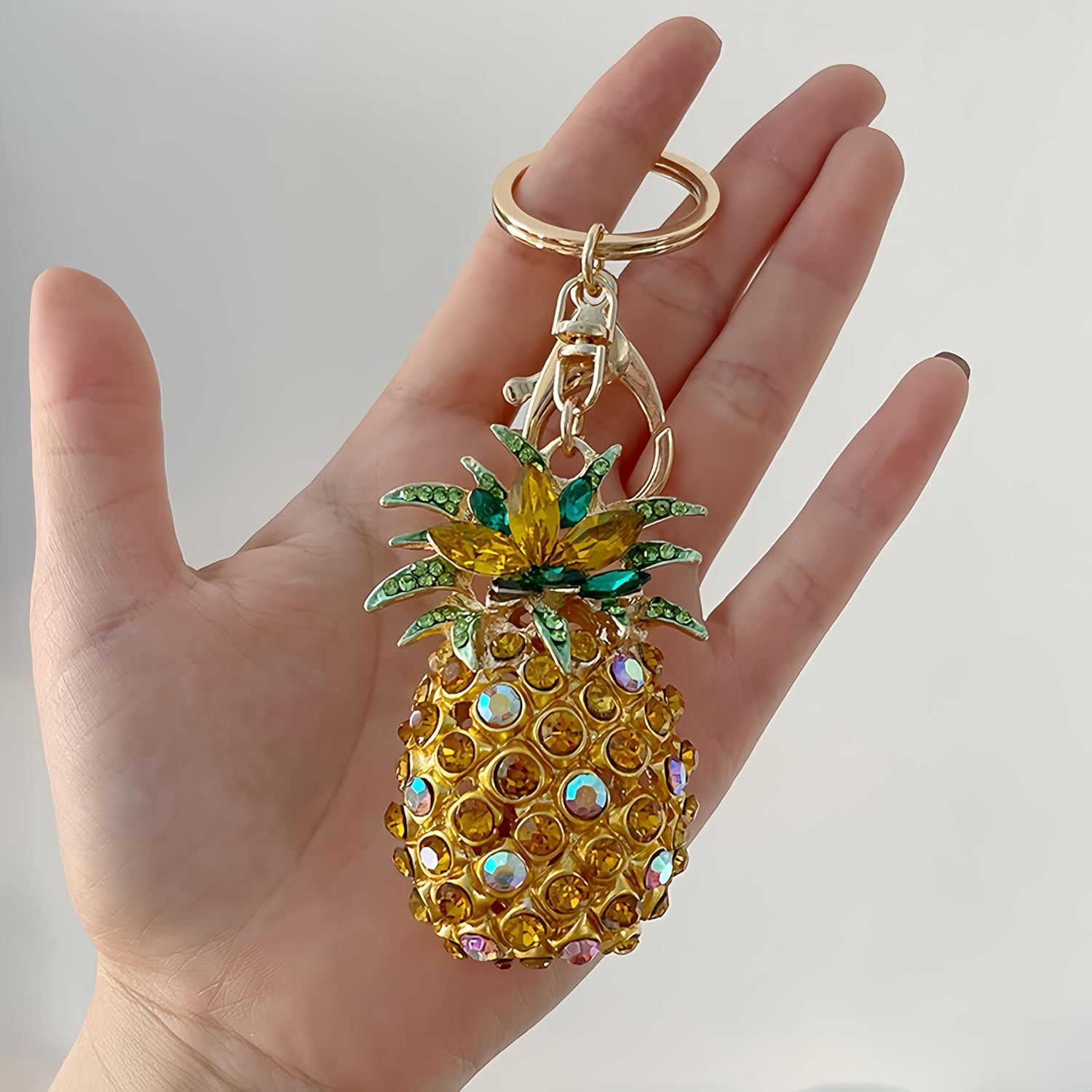 Pineapple Keyring Rhinestone Inlaid Keychain Birthday Car Key Pendant image 3