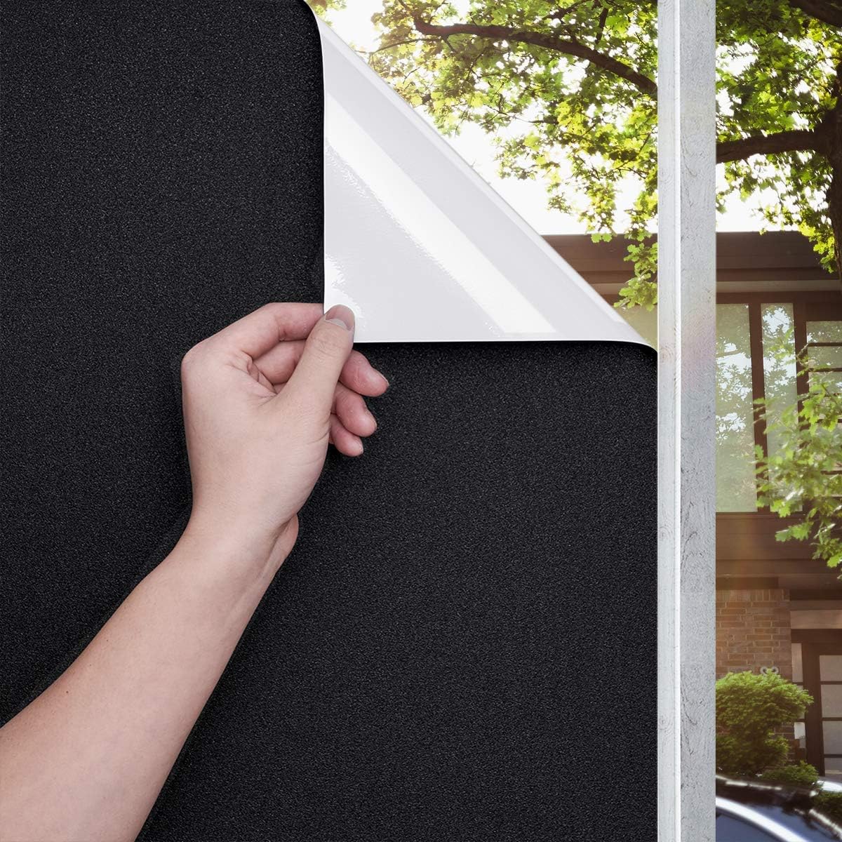 Blackout Window Film: Sun Blocking Window Film, Window tinting Film for Home, Total Blackout Window Film, Anti Glare Heat Control Frosted Static Cling, Removable Film (17.7x70.8 in)