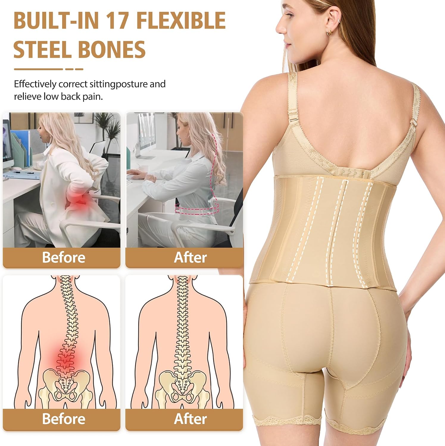 Waist Trainer for Women-Tummy Control Corset Girdle for Back Support,Sports,Postpartum Recovery&Daily Wear