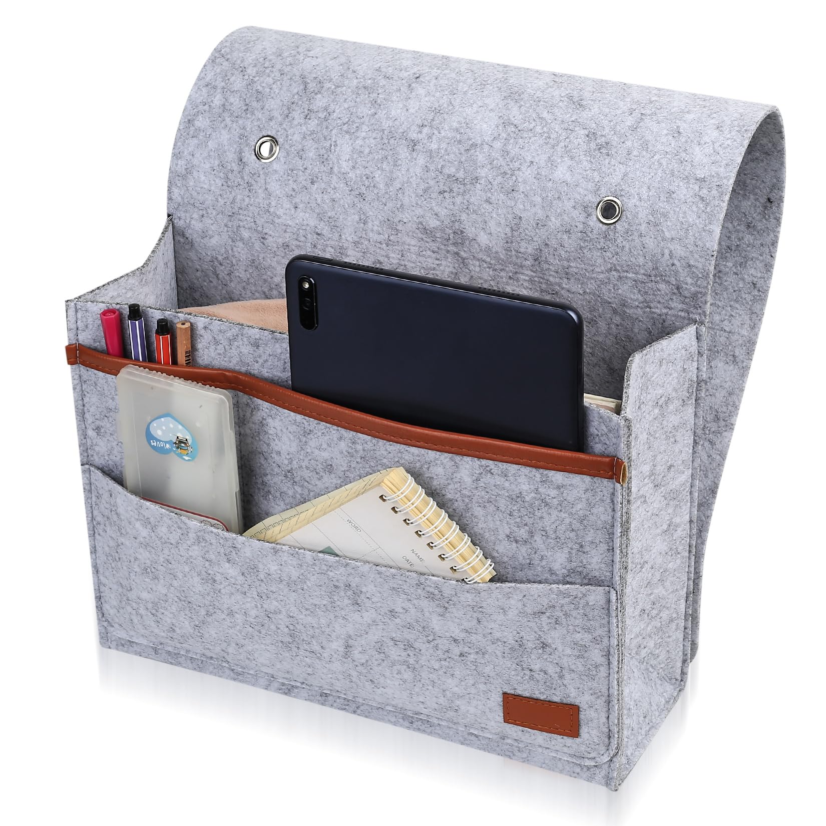 Filz Bett Organizer zum Einhängen, Betttasche zum Einhängen, Hängender Bett Organizer Einhängen, Bettablage Zeitungsständer für Schlafzimmer Schlafsaal Sofa Nachttisch Hängend Aufbewahrung, Hellgra Küche, Haushalt & Wohnen