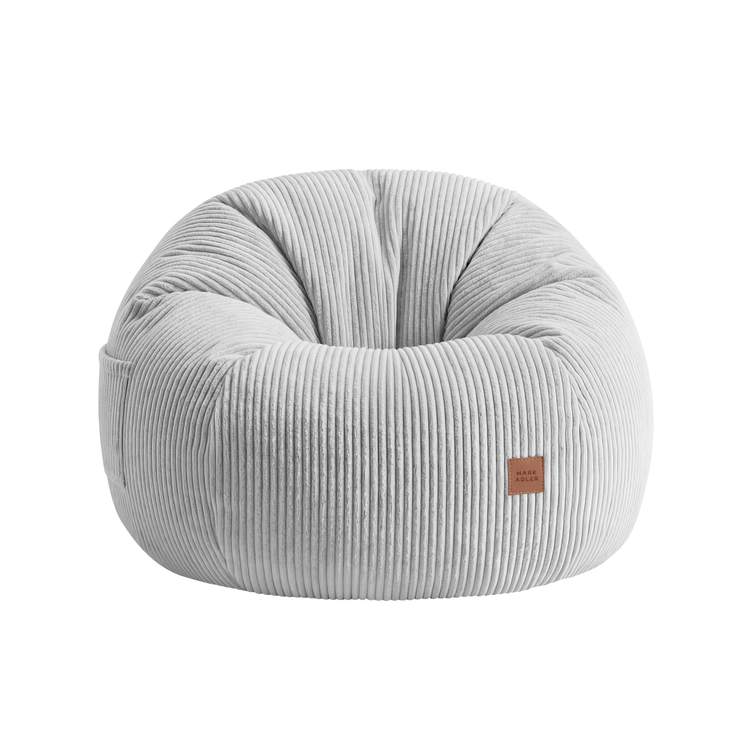 MARK ADLER Comfy 3.0 ogromny worek do siedzenia XL z podnóżkiem, dla dorosłych, szary | Duży fotel i pufa ze sztruksu z uchwytem – 125 x 85 x 50 cm wygodny – wypełnienie piankowe – do sypialni i salonu