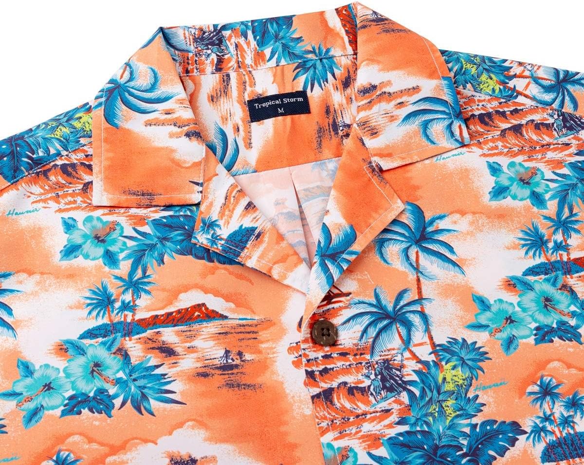Tropical Storm Hawaiian Shirts for Men Short Sleeve Regular Fit Mens Floral Shirts image 4