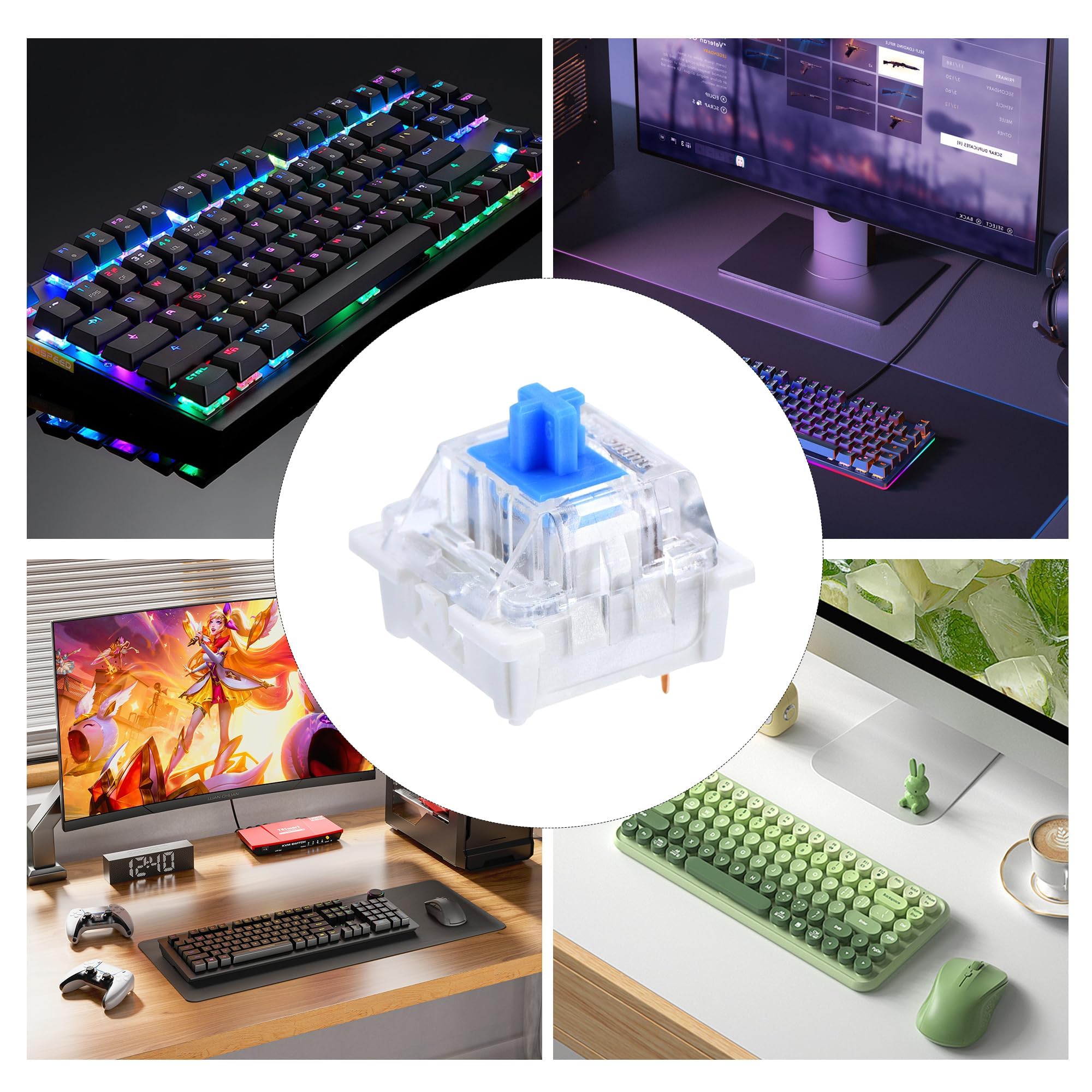 piercing 30Pc Blue Tactile Switches for Mechanical Keyboards, 3-Pin Clicky 1-Way Circuit, IP67 Rated — Amazon image 6