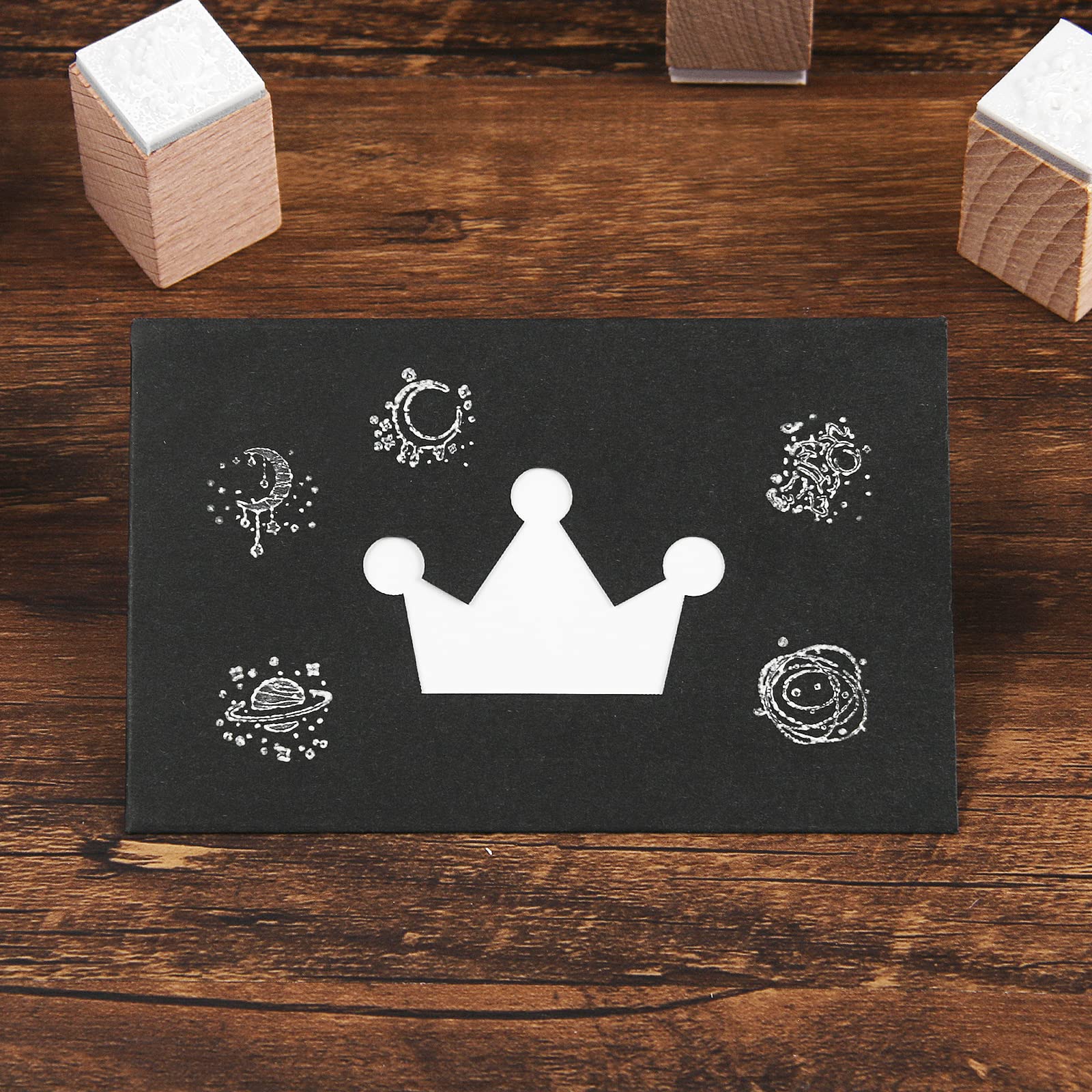 *78*【新品・未使用】海外雑貨✩女の子 宇宙 ガーリー スタンプ はんこ 木製 木製スタンプ | cherish365_zakka