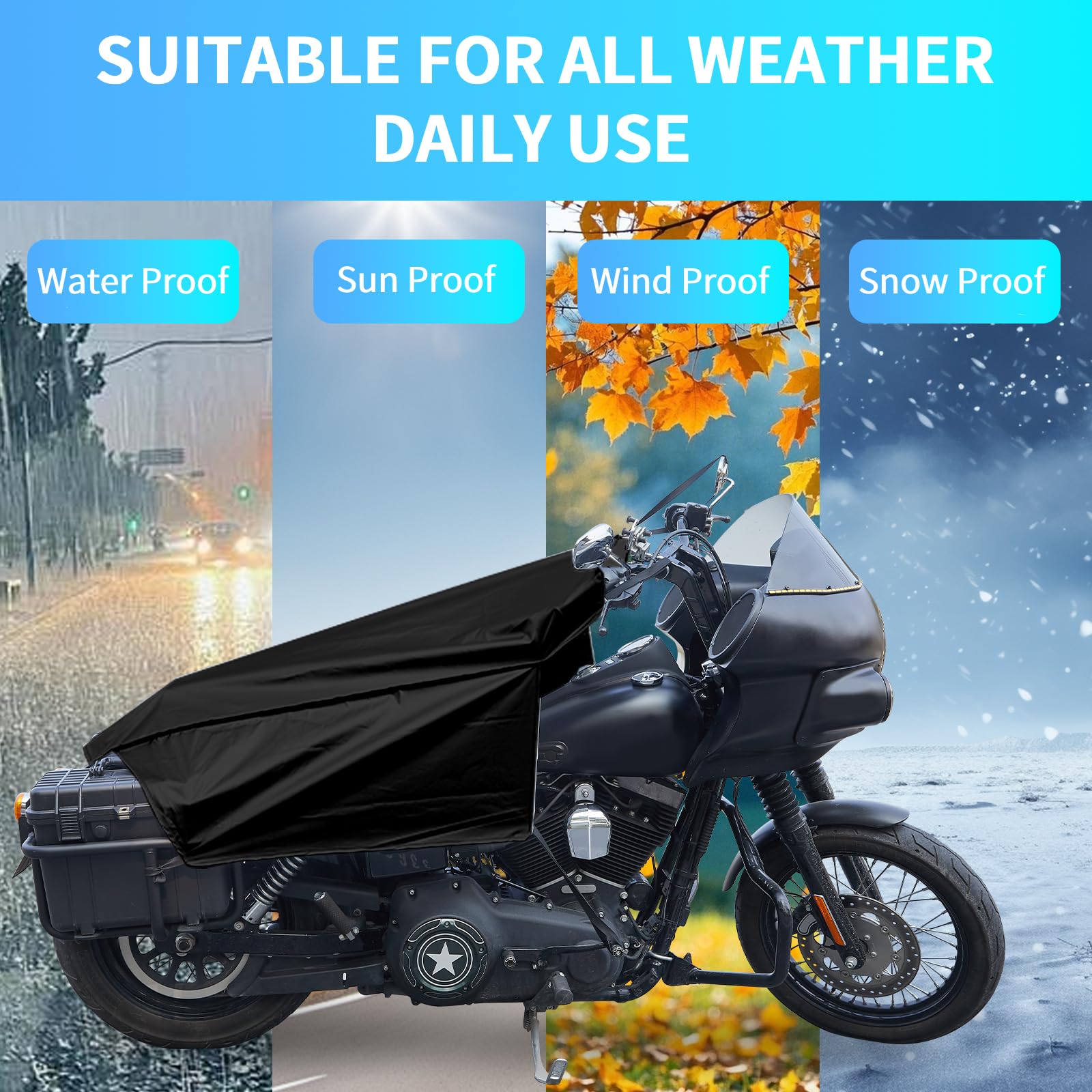 GARGOYLE BELLS Motorcycle Cover All Season Seat Shade Cover Lightweight Half Cover Outdoor Waterproof Sun Outdoor Protection Durable Fits Various Motorcycle Models-2Pack