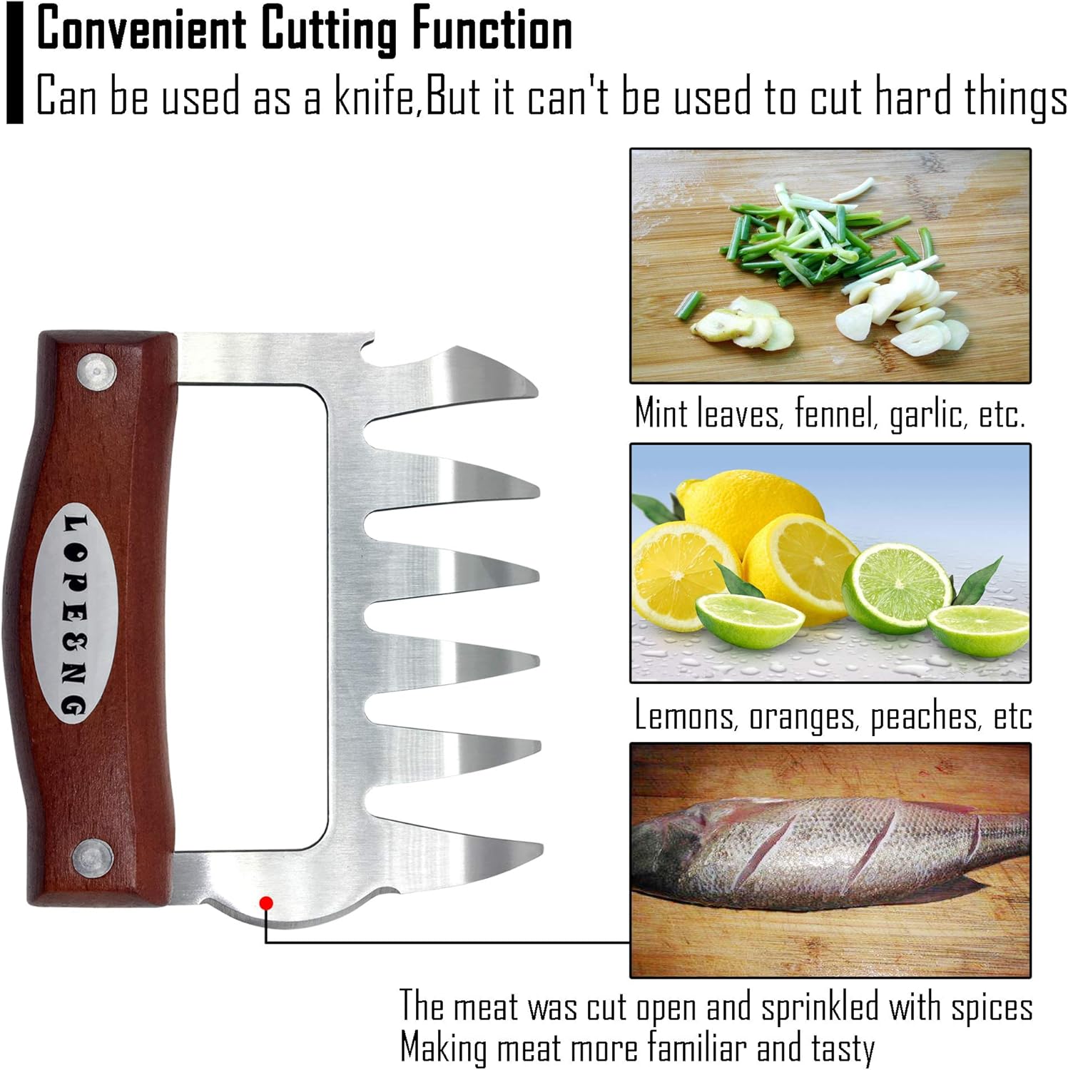 LOPE & NG Meat Handler Shredder Claws Set of 2 - Wood Stainless Steel BBQ Pulled Pork Paws for Shredding Handing Carving Food : Patio, Lawn & Garden