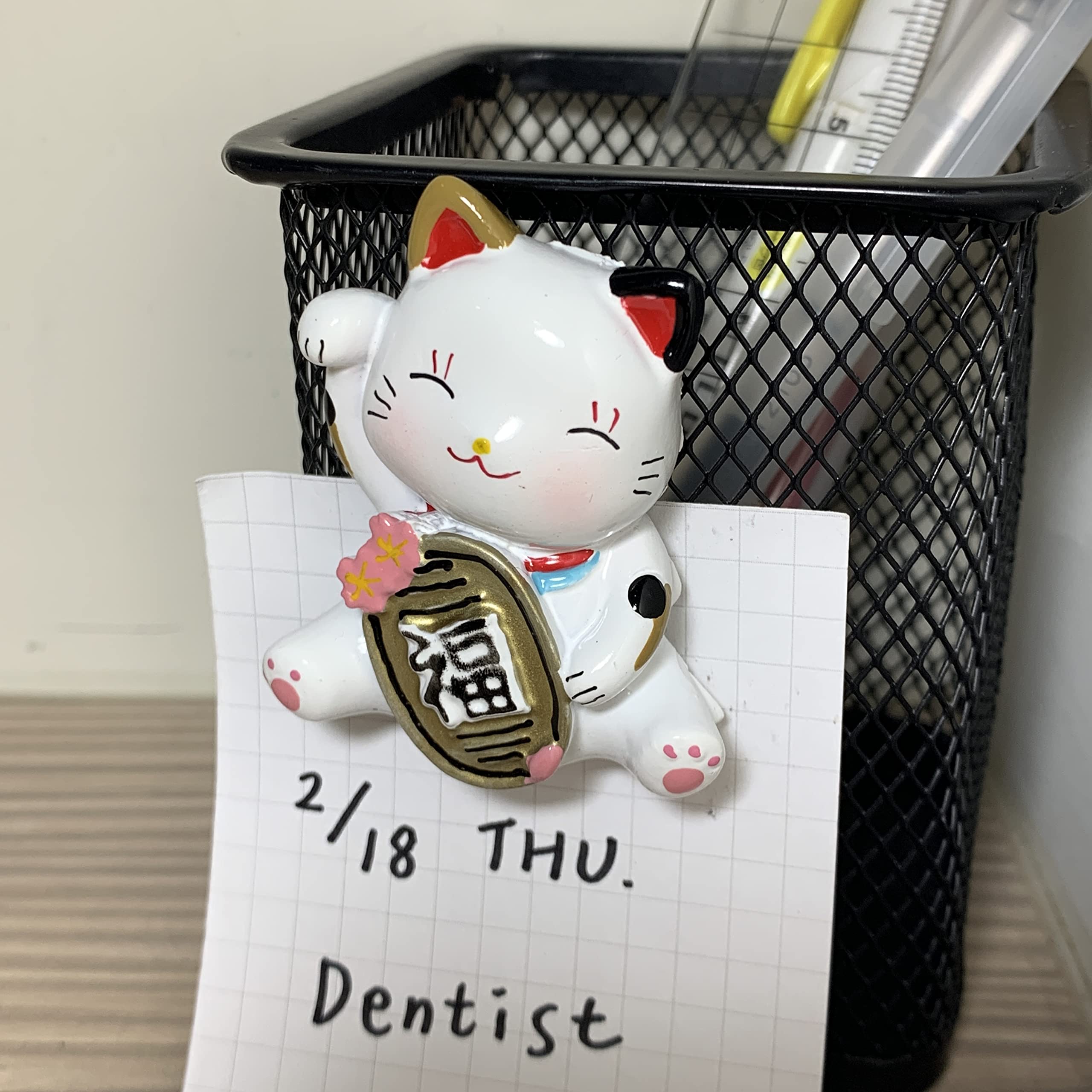 3 Aimants Chat Maneki Neko Mignons Pour Frigo - Décorations En Résine Blanche Magnétiques Pour Tableau Blanc Et Réfrigérateur - Cadeau Porte-bonheur Maison & Bureau