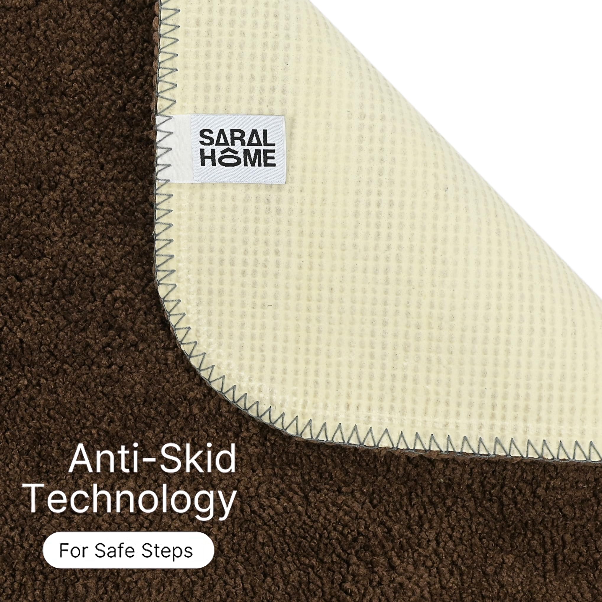 SARAL HOME EASY LIVING Microfiber Solid Rectangle Anti-Skid Bath Mats Soft & Super Absorbent Mats for Shower Washable,Non-Slip & Quick-Drying Mats for Kitchen Bathroom|Set of 2(Brown,40X60cm) 3