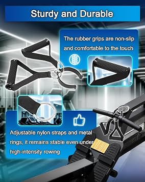 Grip System for Concept 2 Rowing Machine, Ergonomic Rowing Grips with Straps