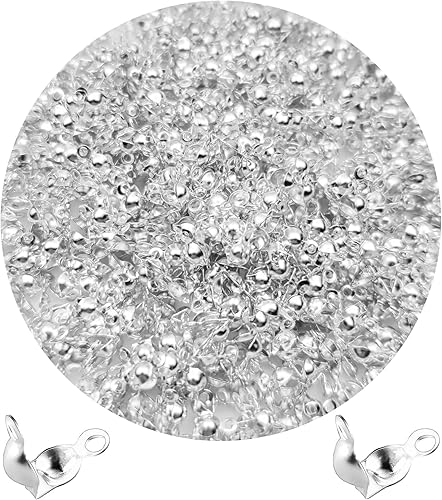 Miniatura 1 de Daiyifiy Juego de 1000 cuentas con puntas de nudo, puntas de engarzado de almeja, cuentas para hacer joyas, cuentas abiertas plegables para nudos y