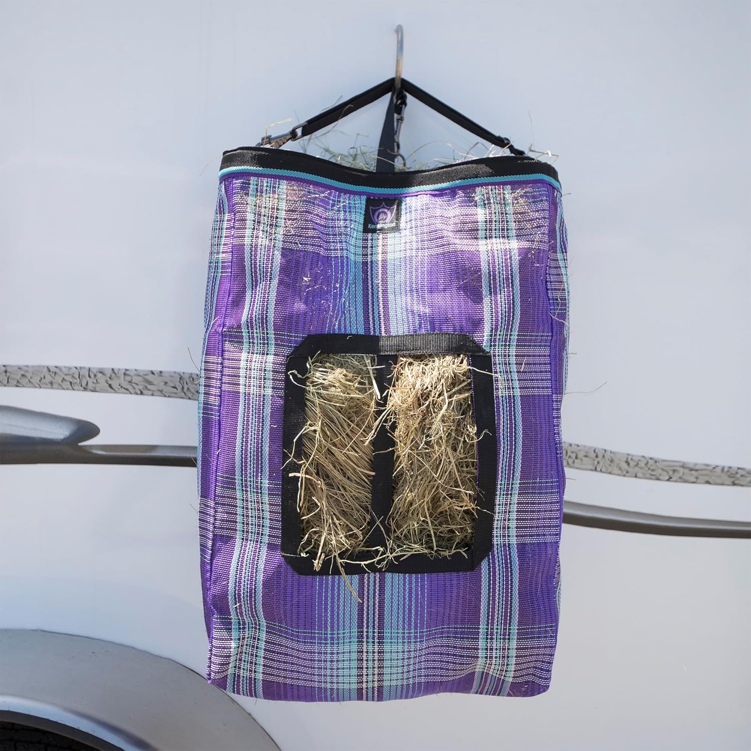Kensington Hay Bag with Wire Rim — Sturdy Plastic Band Makes Loading Hay a Breeze — Holds Up to 2 Flake’s