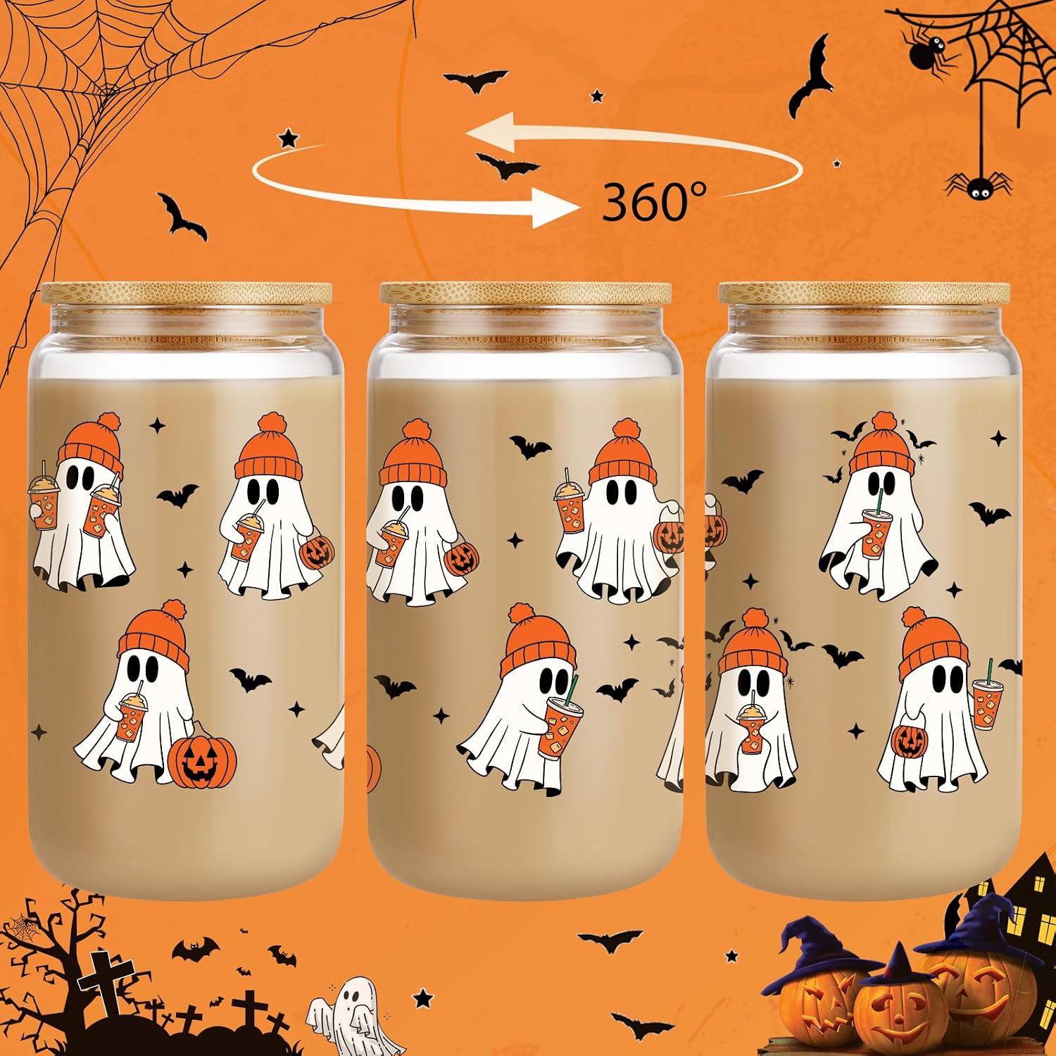 LEADO 16 oz Ghost Cup, Cute Halloween Cup - Fall, Halloween Birthday Gifts