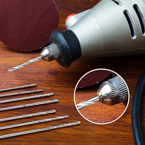 Miniatura 12 de Juego de micro brocas de 0.3 a 0.063 in, brocas pequeñas, vástago pequeño, taladro helicoidal HSS de tierra completa, tableros de acero de alta