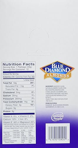 Miniatura 2 de Blue Diamond Almonds, Blueberry Flavored Snack Nuts, Single Serve Bags (1.5 Oz. Tubes, Pack of 12)