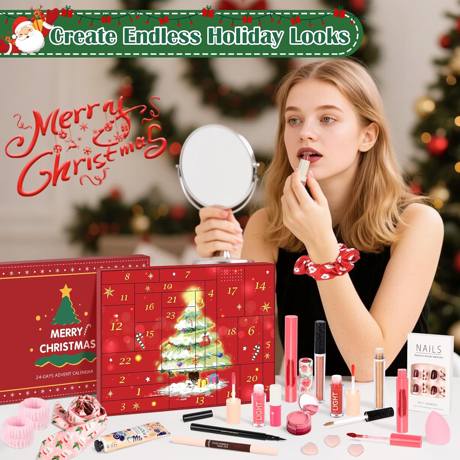 Advent Calendar 2025 for Teen Girls, Beauty Advent Calendar with Makeup & Bathroom Set, 24 Days Christmas Countdown Gift, Make Up Skincare Xmas Holiday Wishlist - Image 5