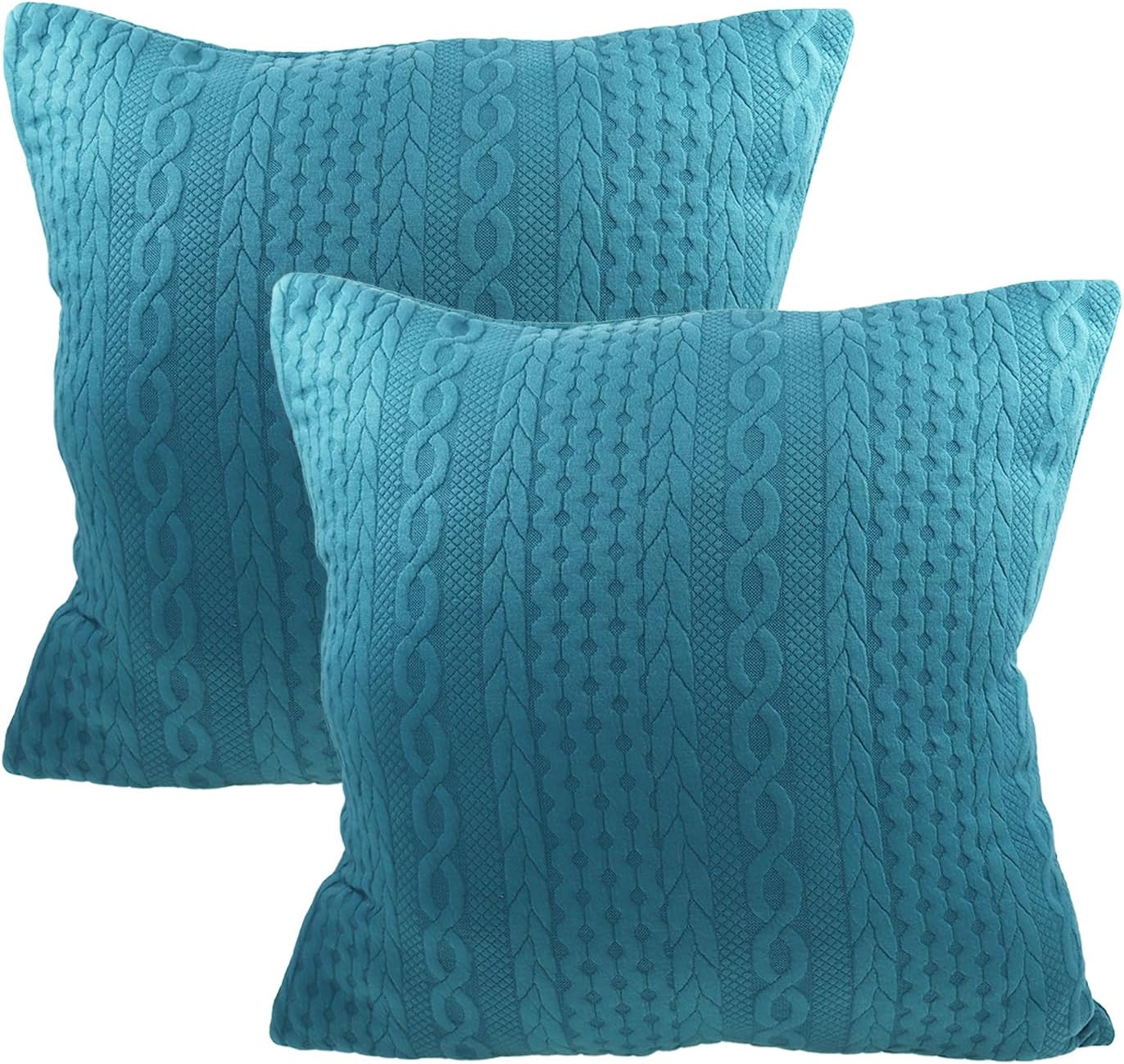 Throw Pillow Cover, Modern Embossed Patterned Cushion Cover,Super Soft Farmhouse Pillow Cover,Rustic Boho Pillow Cover,2 PCS Pillow Cover for Sofa Turquoise, 18 * 18"/45 * 45cm