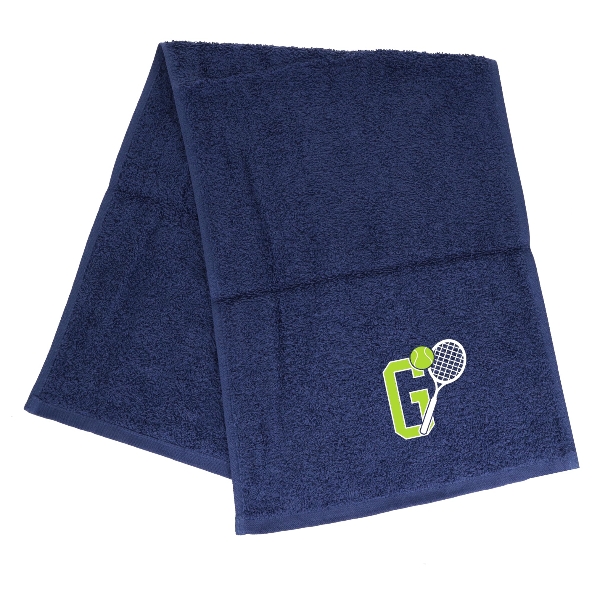 Always Looking Good Tennis Towel with Monogrammed Embroidery Initial Gift for Men & Women, Training Accessory Gift, Gym Towel Present for Tennis Players Birthday, Retirement, Christmas - Navy, G