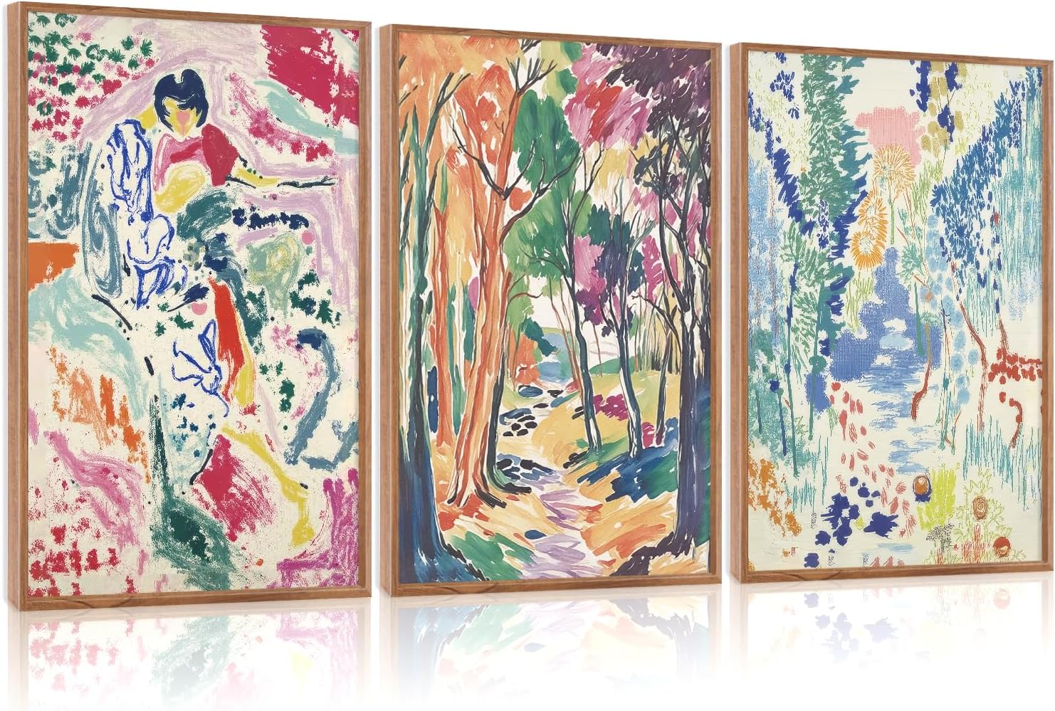CHDITB Abstract Expressionist Framed Canvas Wall Art Set, Colorful Nature Inspired Wall Decor, Modern Gallery Art Spiritual Wall Painting, Eclectic Art Prints For Living Room Bedroom Office-24 x36 x3 Matisse 24"x36"