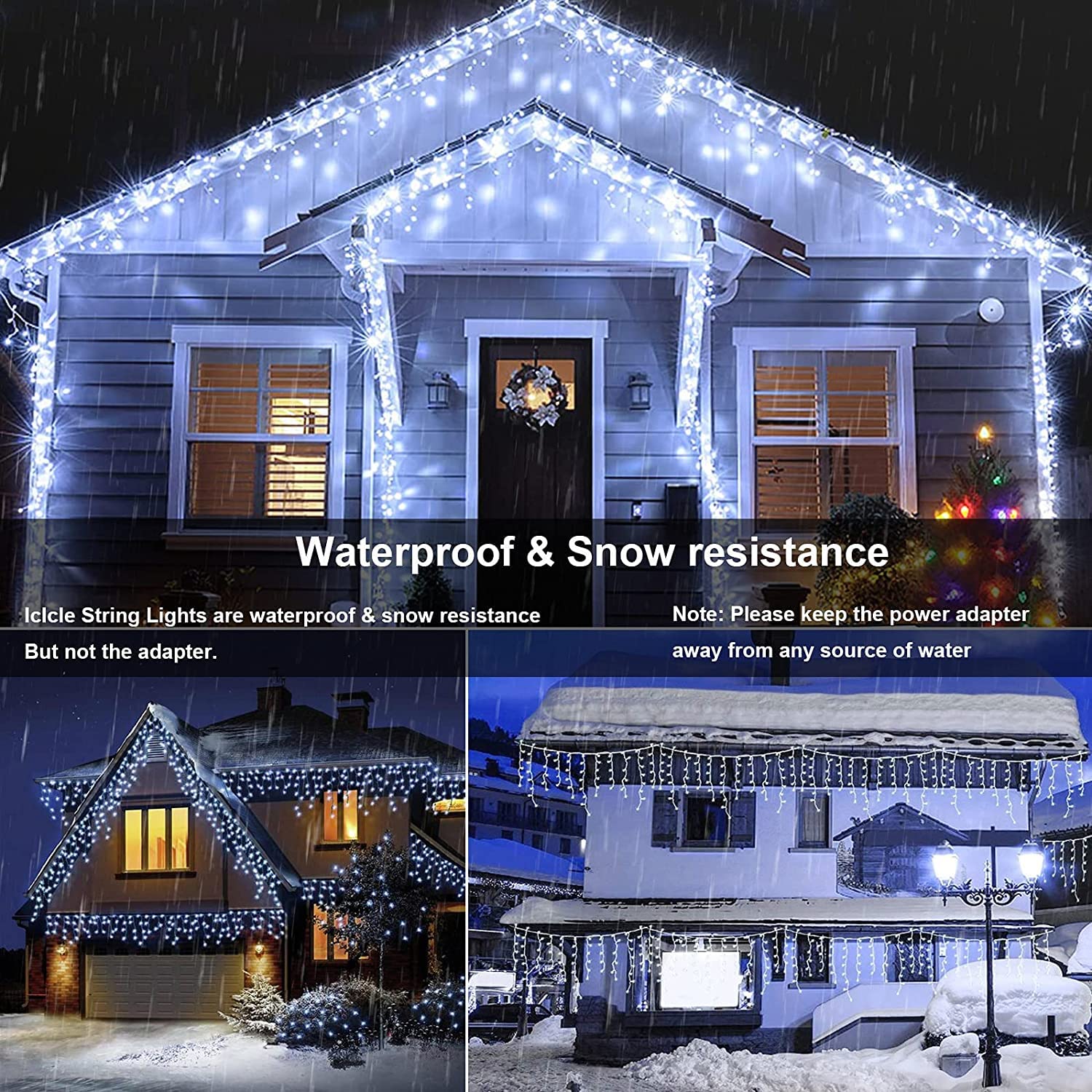 PhilzOps Cascata Luci da Esterno, 480 LED 19M Luci Natale Tenda Bianco Freddo Impermeabile 8 Modalità Catene Luminose Decorazione per Nataliazie Interno Casa Feste Finestra Giardino, Cavo Bianco