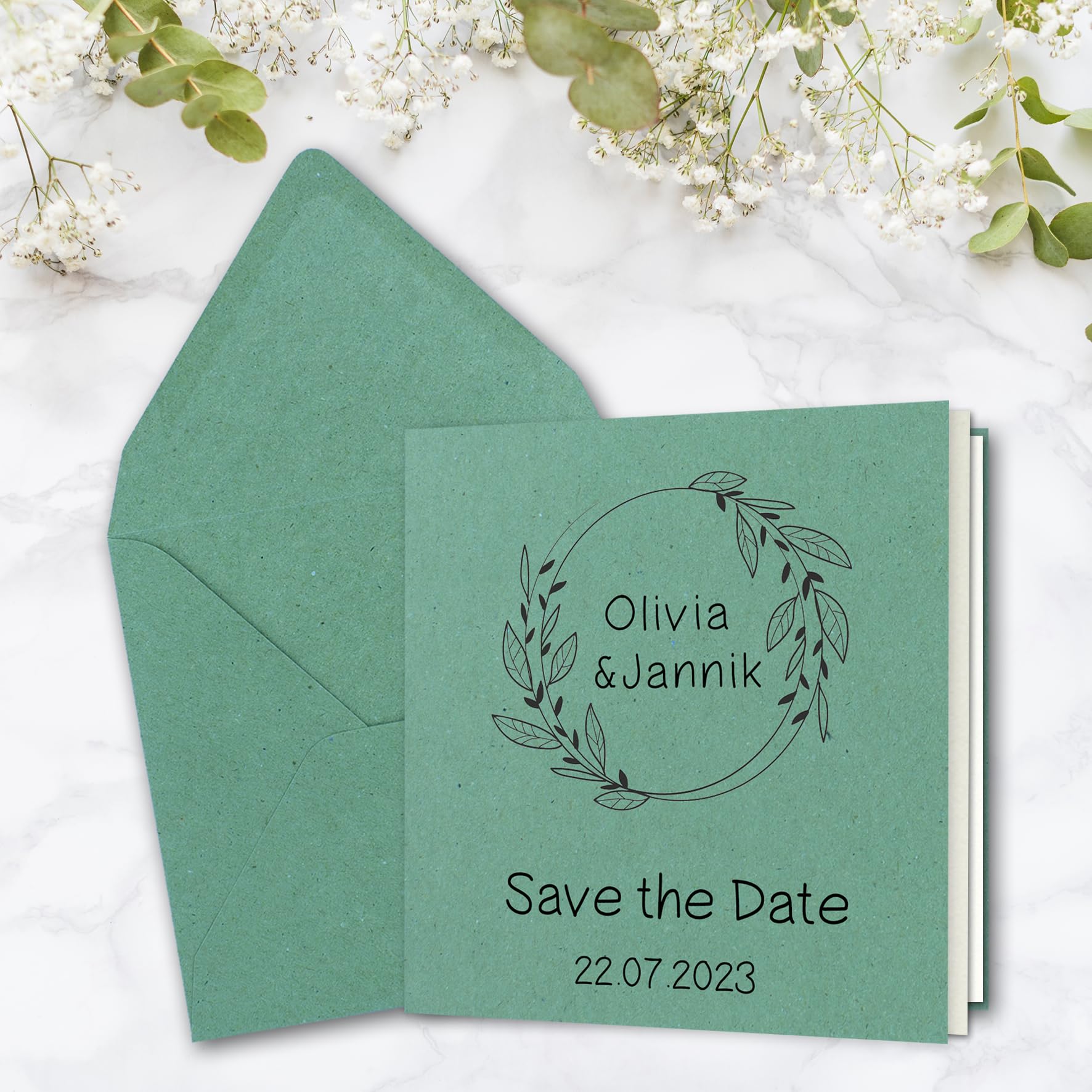 50x Enveloppes Carrées En Eucalyptus Vert - 155 X 155 Cm