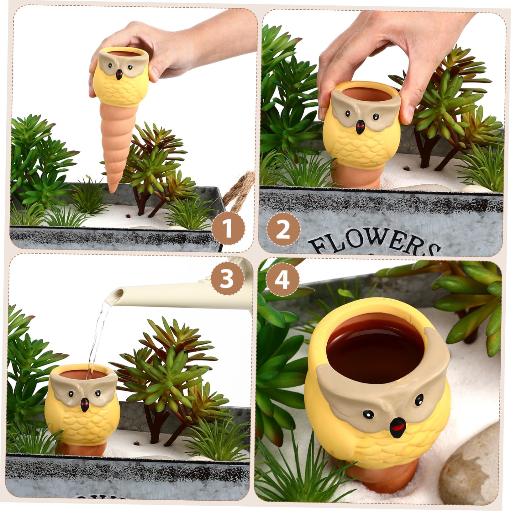 Toyvian Picots D'arrosage Automatique de Hibou 4 Pièces en Céramique Système D'arrosage Facile à Utiliser pour Plantes en Pot pour Pots de Fleurs Intérieurs