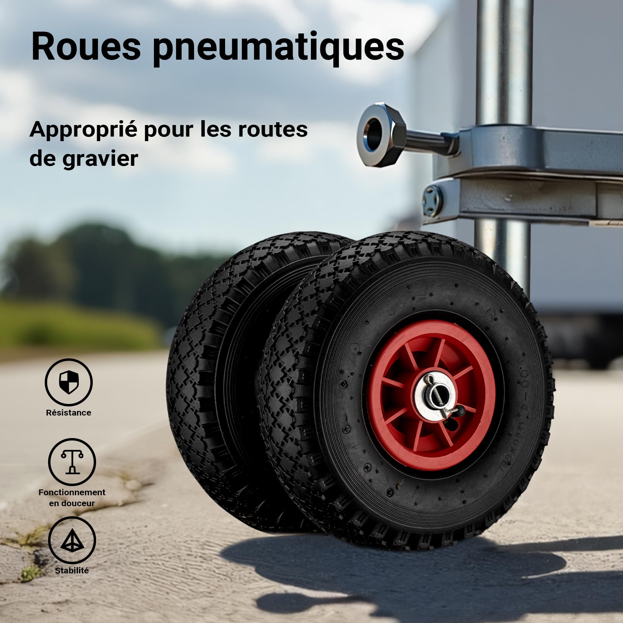 Wiltec Roue jockey double – 290 x 230 x 860 mm – Hauteur ajustable 66-86 cm – Capacité max de 200 kg – Roulette avant pour Voitures Remorques Caravanes avec manivelle