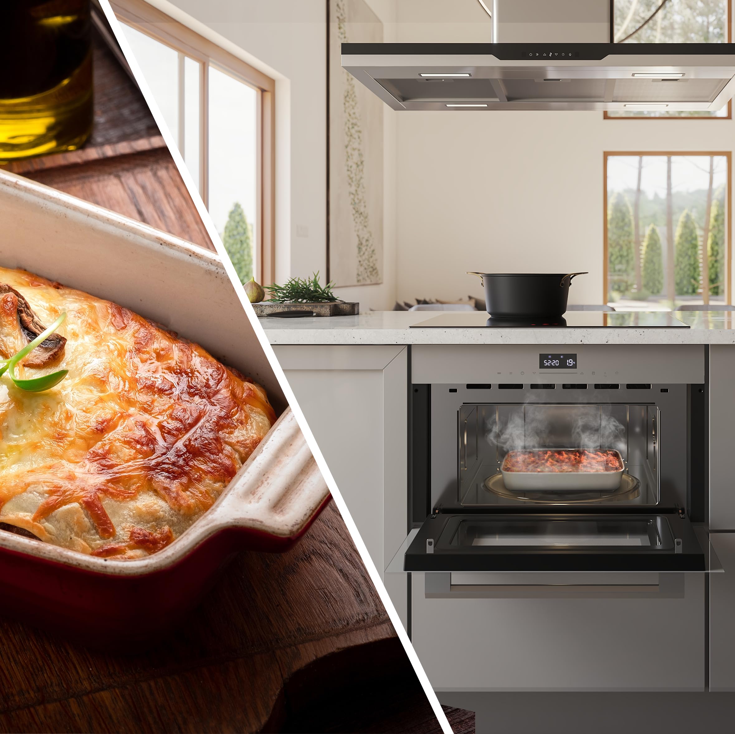 Cecotec Microondas Integrable 60cm Bolero Hexa MW703800 Glass Grey. 1450W, 34L de Capacidad, Función Microondas, Modo Grill, Defrost, Auto Menú, Speed cooking, Electronic Timer