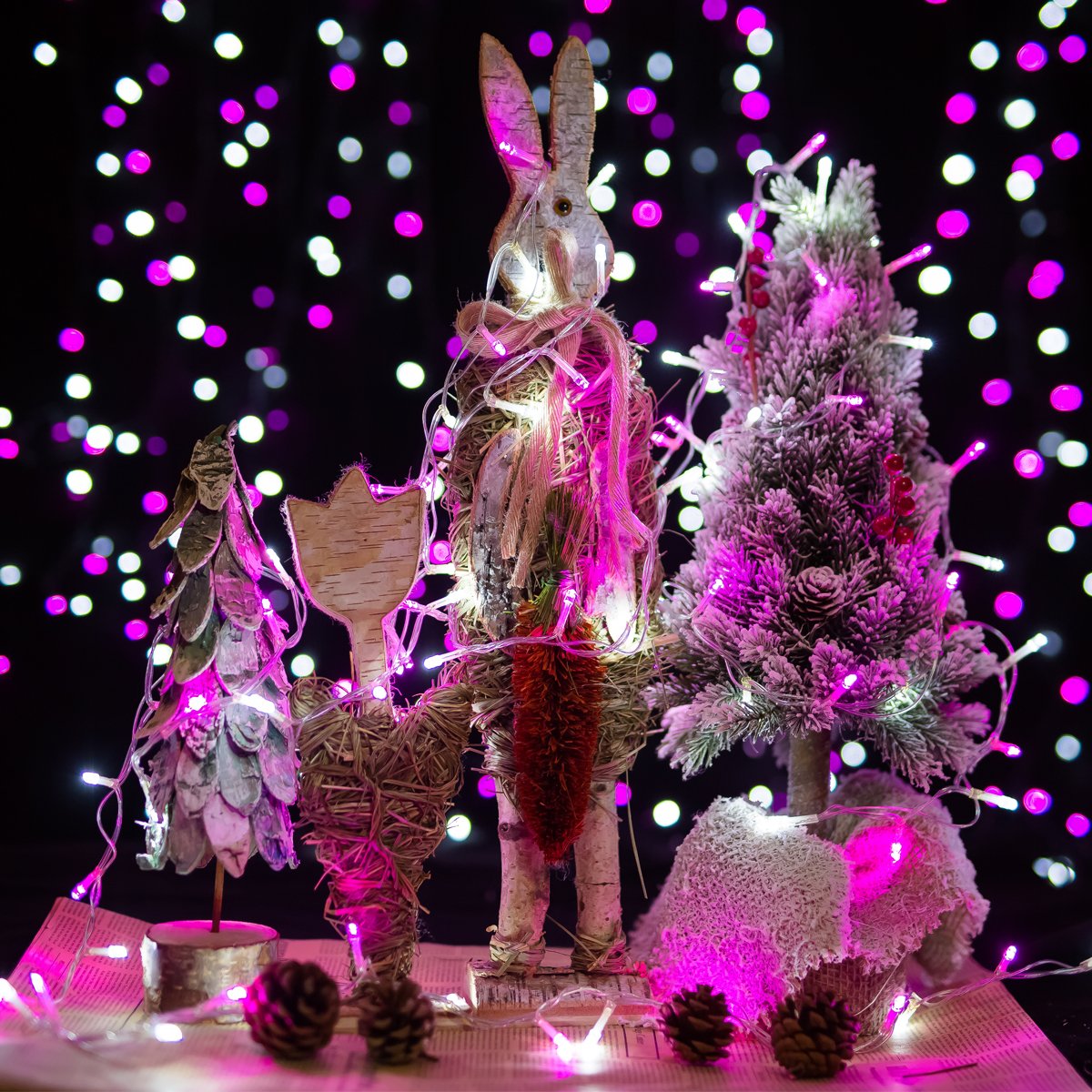 WISD Luci di Natale - Catena Luminosa 200 LED 13M Esterno Interno con Timer e Funzione di Memoria - Decorazioni Natalizie per Albero di Natale 12 Modalità, Giardino, Matrimonio e Festa (Rosa + Bianco)