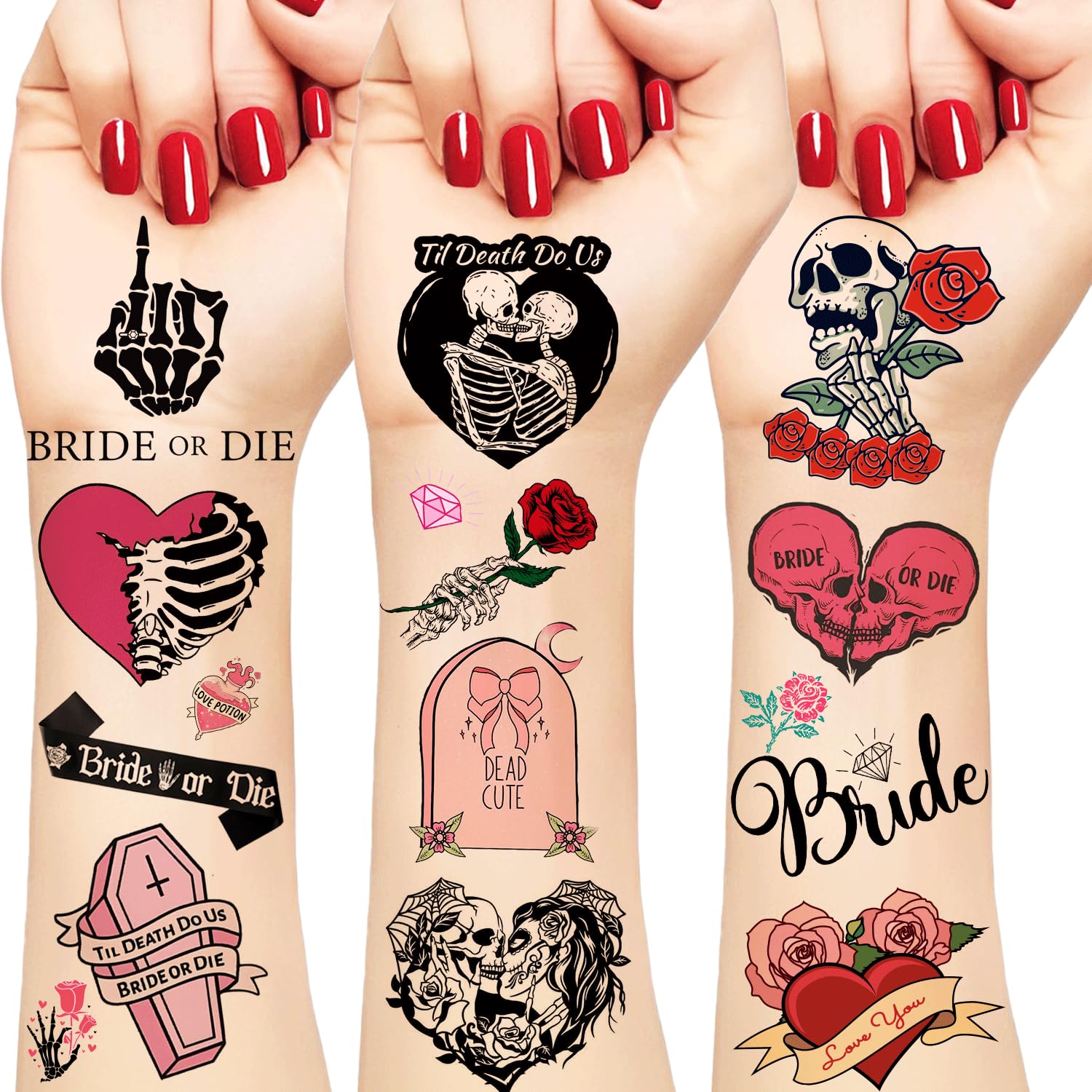 Amazon.com : 288PCS Til Death Do Us Temporary Tattoos Stickers Pre
