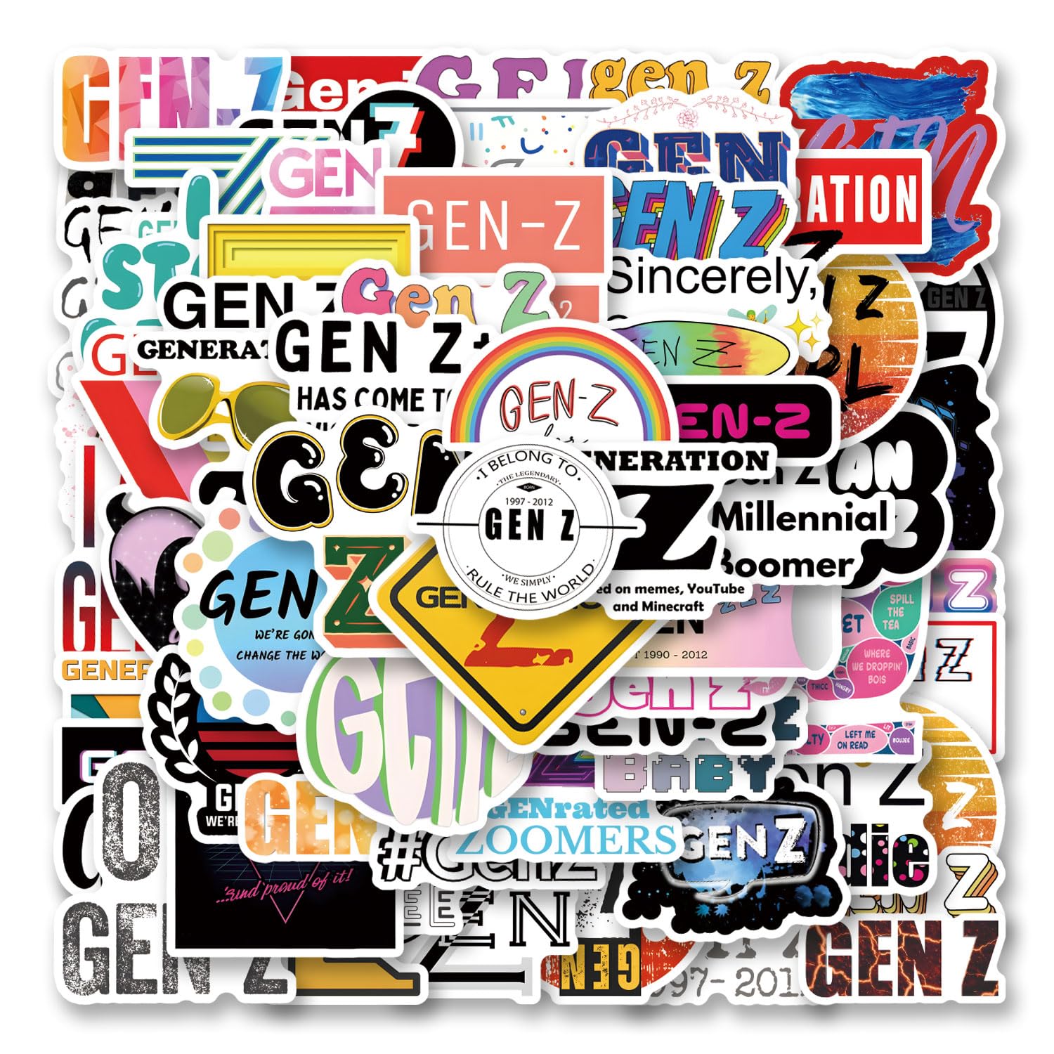 Amazon.com: 65Pcs GEN Z Stickers Pack, Vinyl Waterproof Decals for