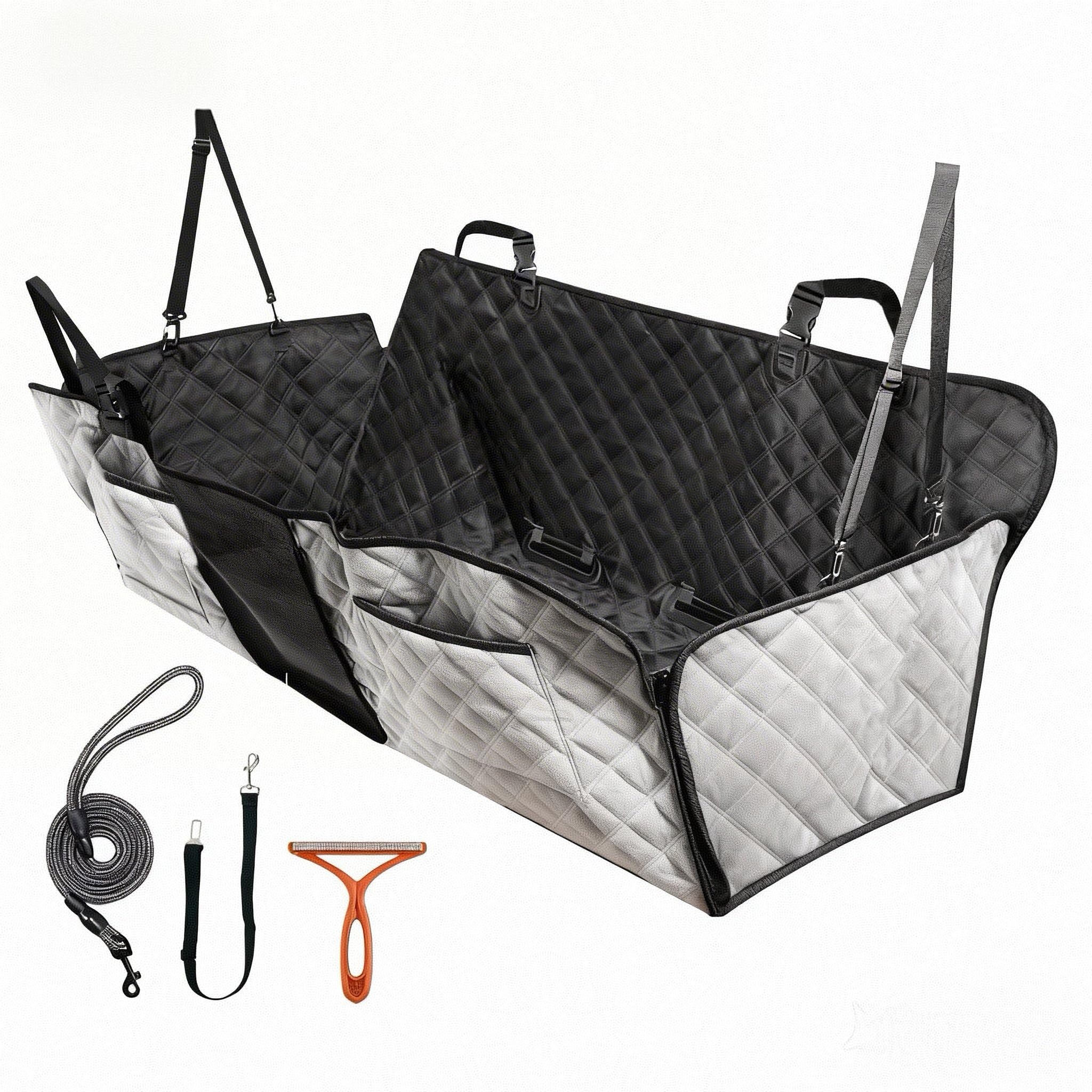 PETTALK Deluxe Double Sided Dog Car Seat Cover for Back Seat, Waterproof, Reversible Large Dog Car Seat Hammock, Back Seat Pet Cover for Dogs, Car Seat Protector, for Cars SUVs Trucks,All Seasons