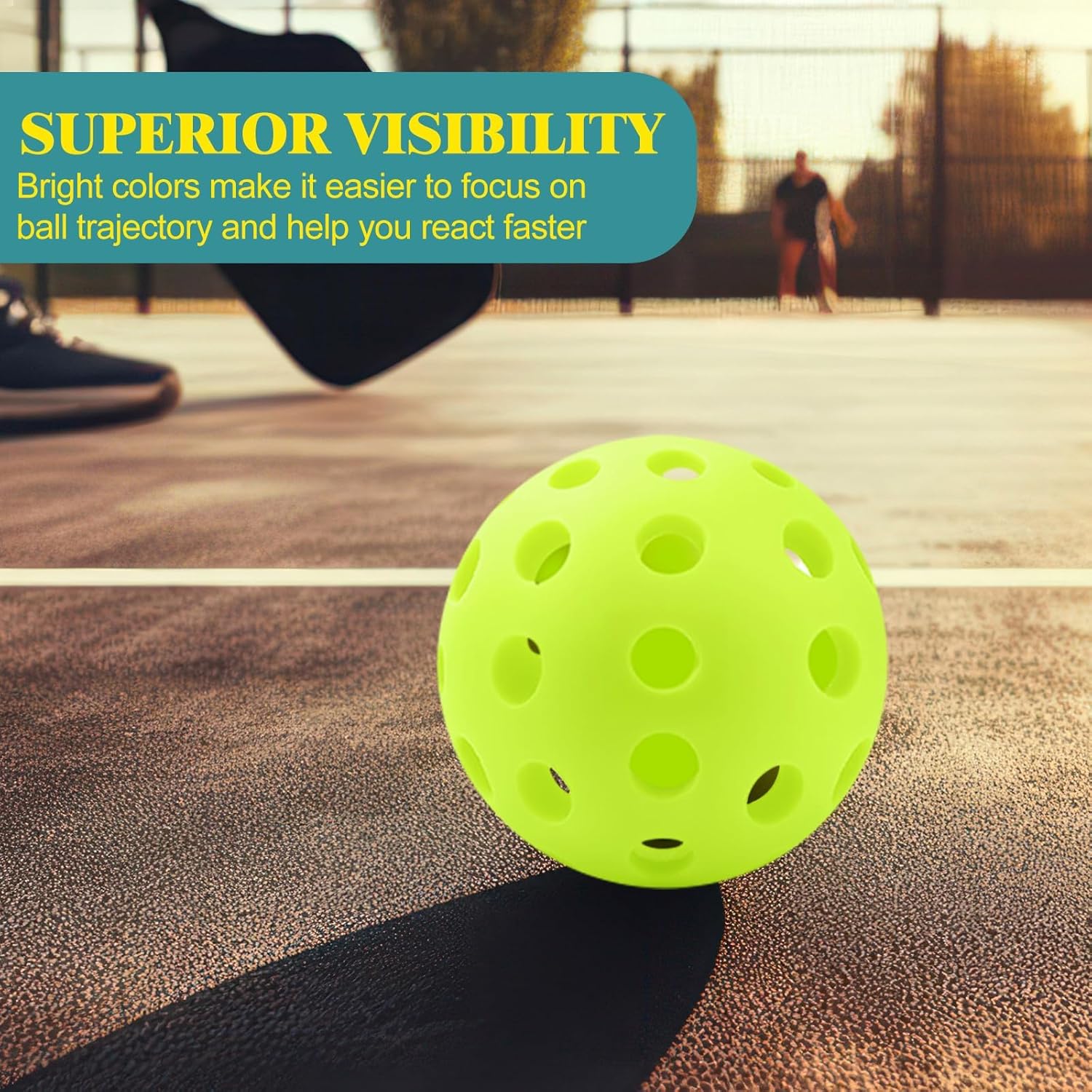 Outdoor Pickleball Balls Premium High Elasticity 40-Hole Pickleballs with Mesh Bag for Tournament Play Family Fun - Image 6