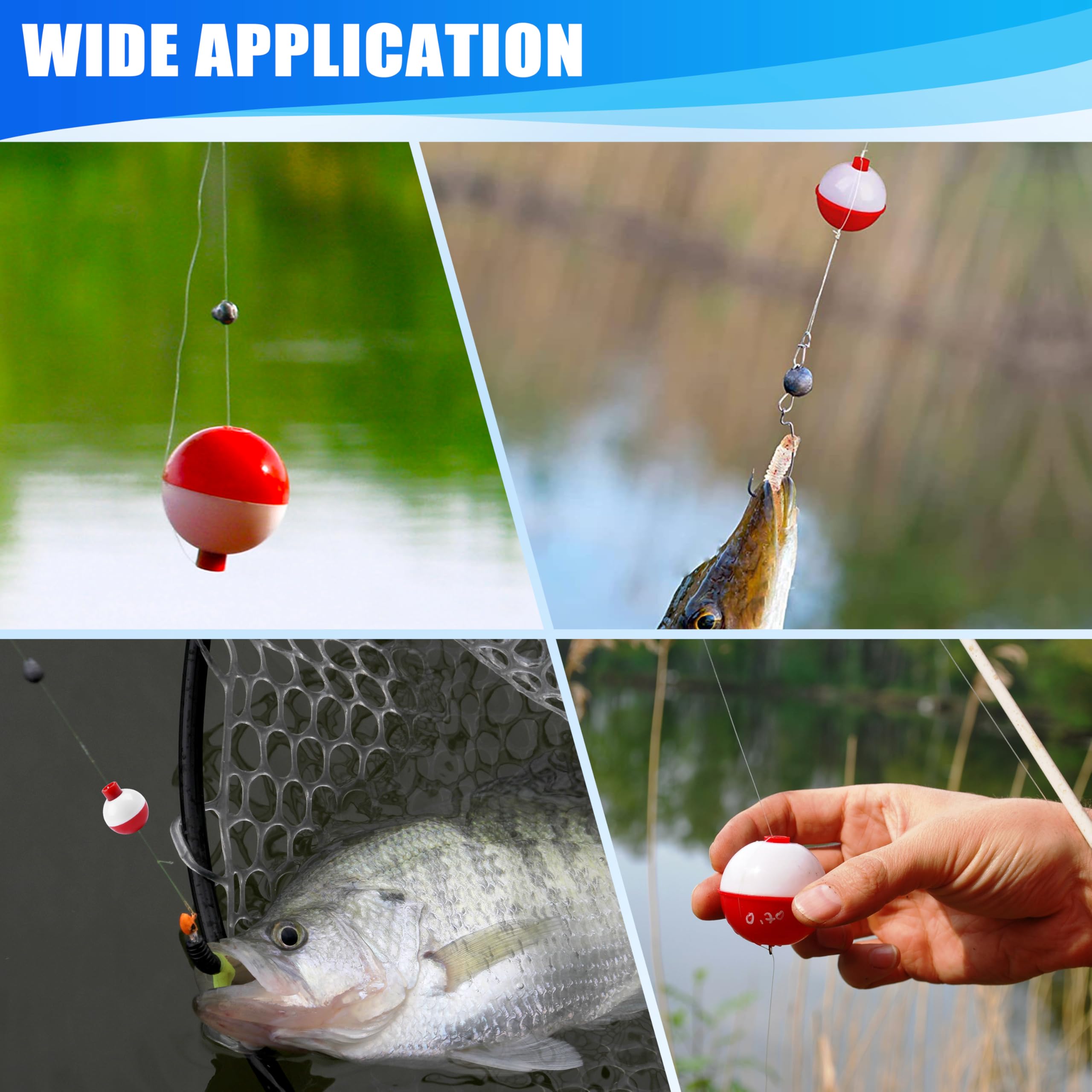 Juego de bobinas de pesca ABS duro en rojo/blanco, flotadores de pesca con botón de presión redondos, accesorios de aparejos de pesca, tamaño: 0.5/0.75/1/1.25/1.5/2 pulgadas, 10 unidades, 50 unidades