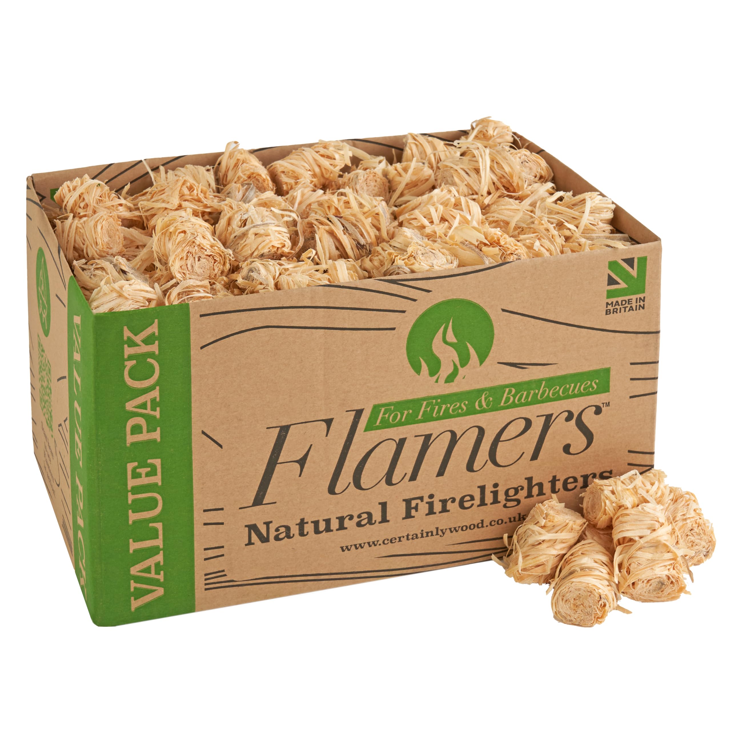 Flamers Firelighters - 50 Units Natural Fire Lighters for Wood Burner Firepit Bbq Pizza Oven Fireplace Chimenea Barbecue Fire Starter - Firestarter for Kiln Dried Kindling Log Coal Charcoal Briquette — view 12