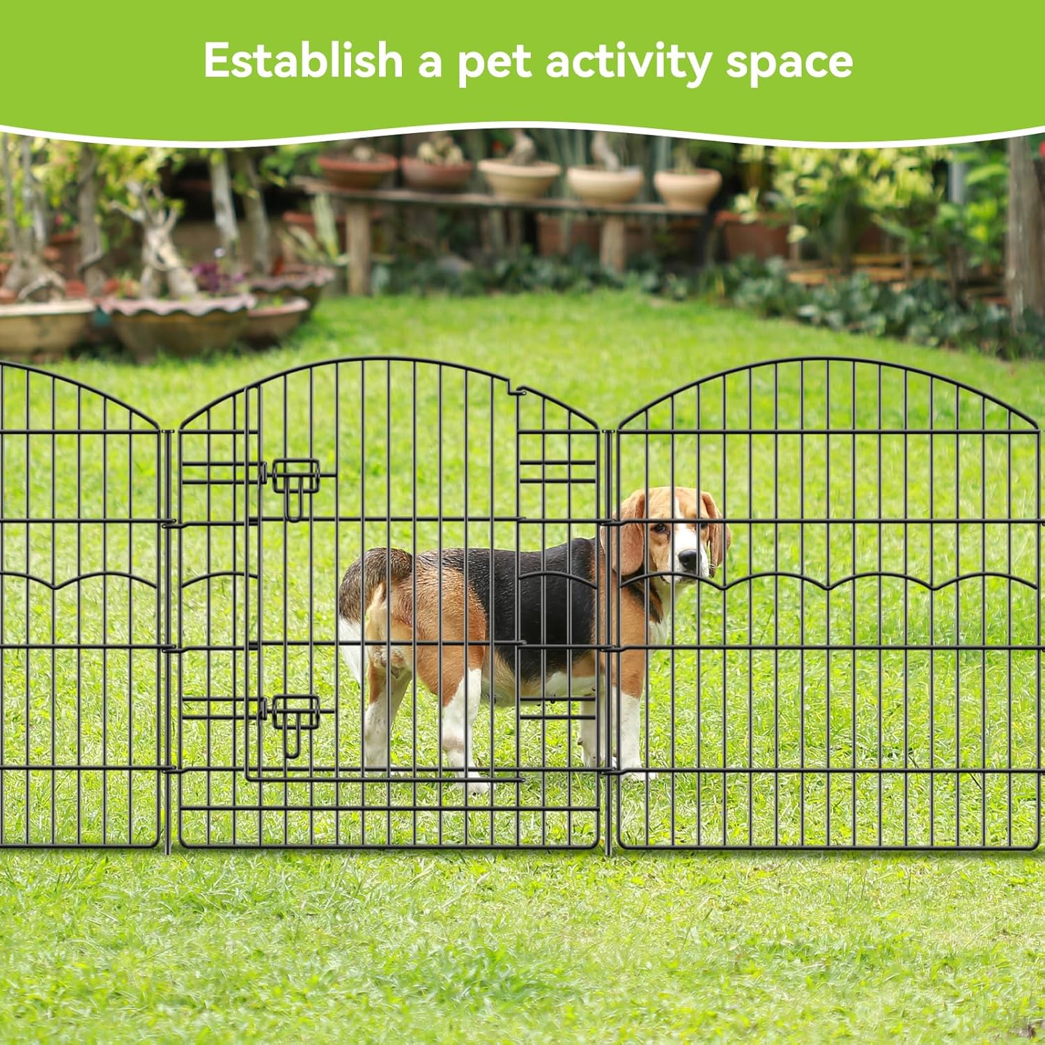 Decorative Garden Fence 12 Panels 26.8ft(L)×32in(H) Garden Fences Animal Barrier Fencing with 11 Panels + 1 Gate, No Dig Metal Rustproof Wire Border Temporary Dog Fence Outdoor for Patio Yard Lawn