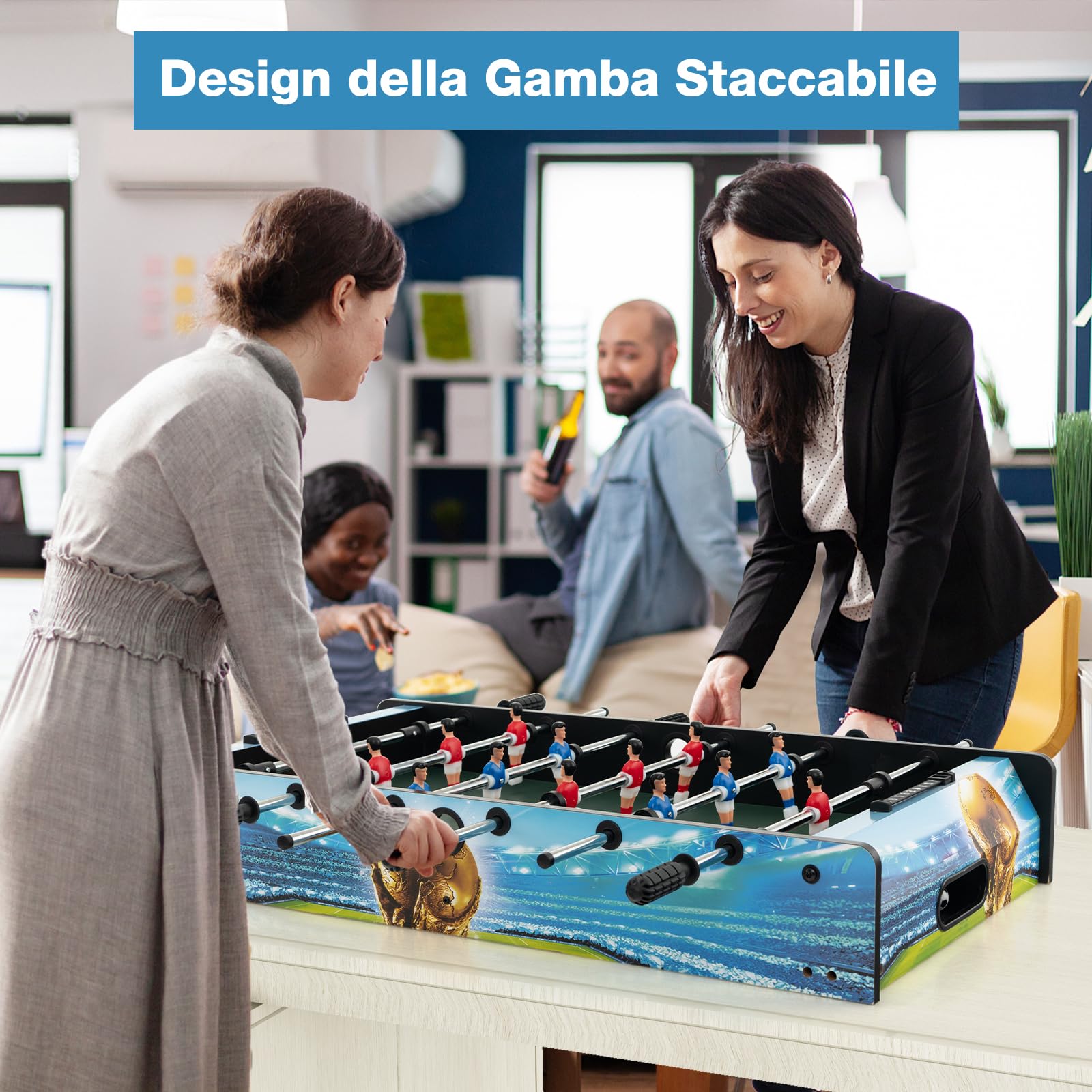 RELAX4LIFE 2-in-1 Calcio Balilla, Calcetto con Gambe Staccabili, Manici Ergonomici, 2 Palline, Segnapunti per Adulti e Bambini, per Casa, Ufficio, Bar