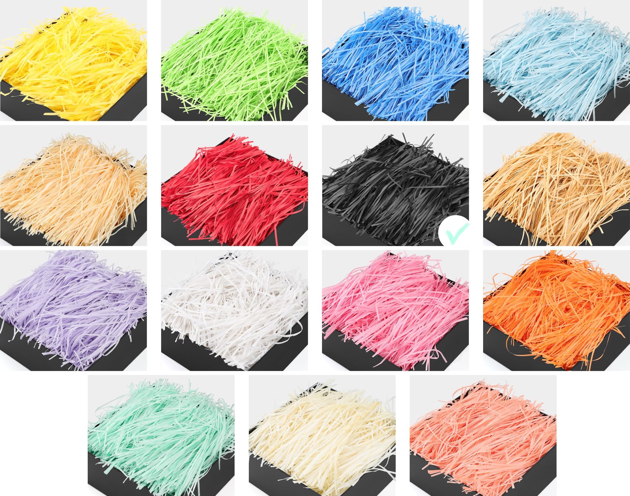 550g Papier Déchiqueté Papier Remplissage Cadeau Noir Papier Dechicter Emballage Frisure de Papier Raffia Remplissage Papier pour DIY Décorer Cadeaux Remplissage Boite Cadeau