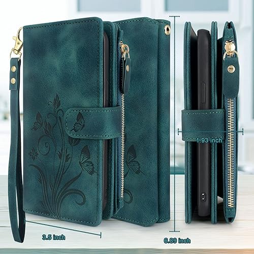 Miniatura 5 de Lacass Funda para Samsung Galaxy A14 5G 2023, 12 ranuras para tarjetas Soporte para dinero en efectivo para tarjetas de identificación, bolsillo con