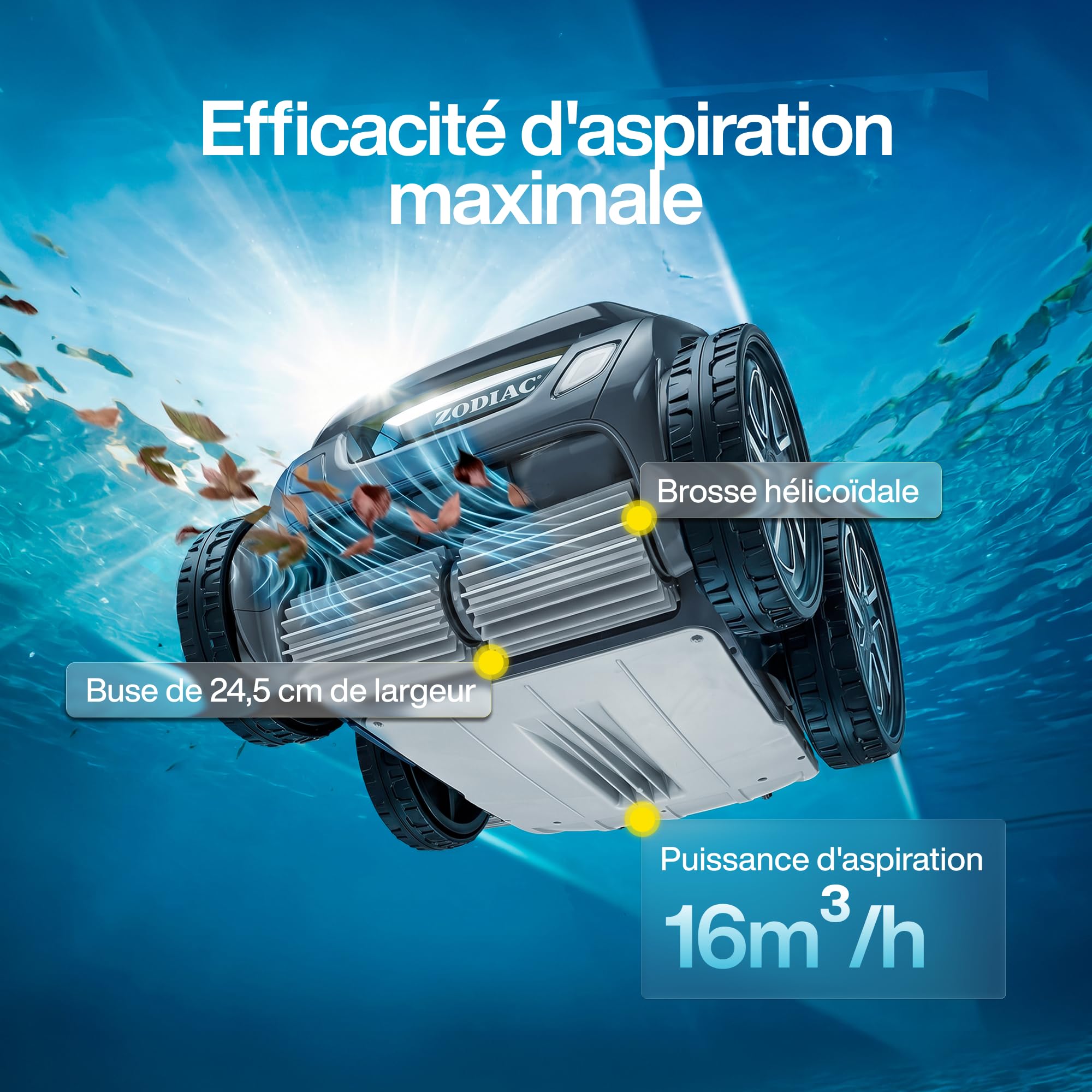 Zodiac Alpha 6600. Robot Nettoyeur de Fond avec Câble. App. Piscines jusqu'à 105m²