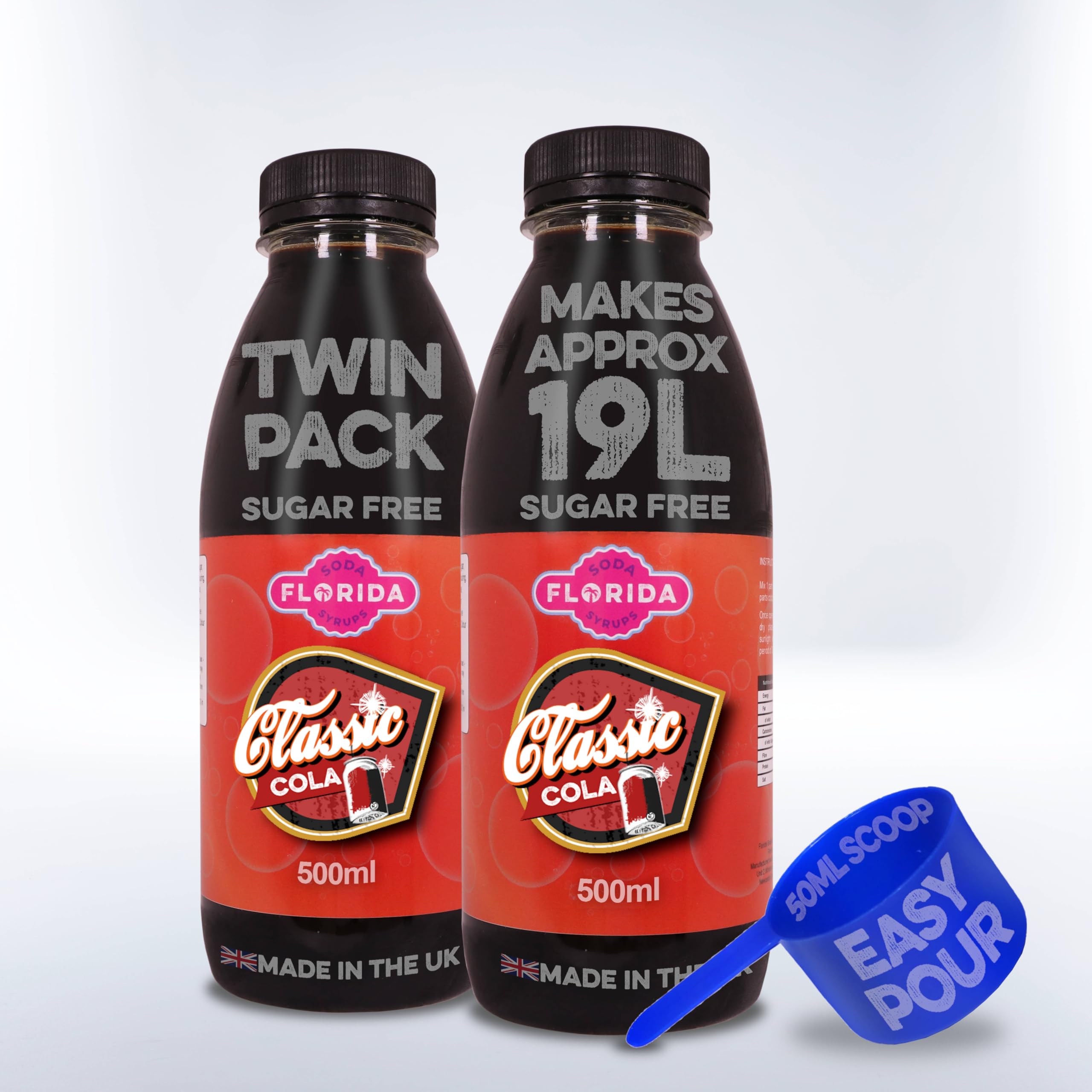 Florida Syrups Flavours Compatible with Sodastream Machines - Soda Drink Flavourings 500 ml (Pack of 2) (500 ml (Pack of 2), Classic Cola Sugar Free)