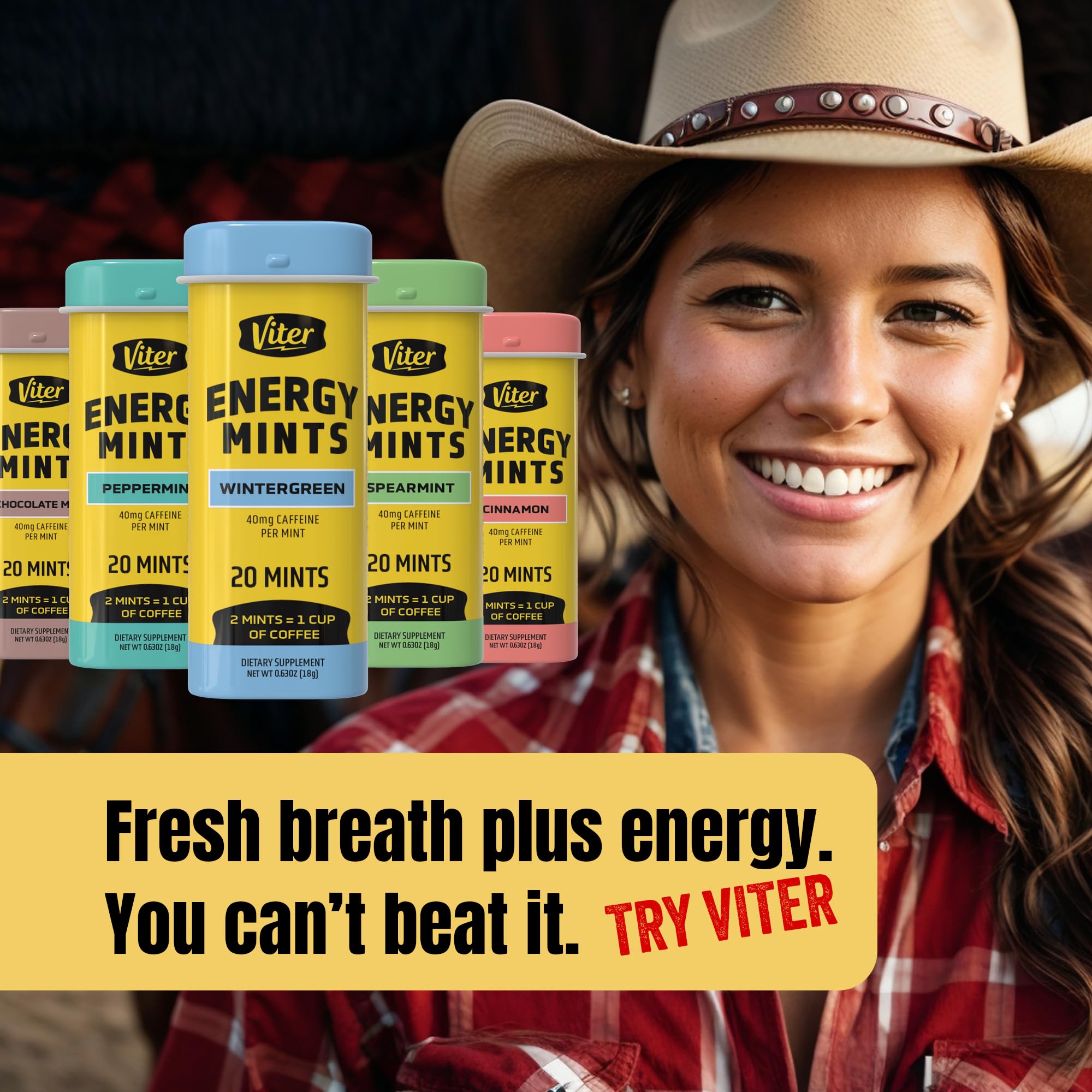 Viter Energy Caffeine Mints 40mg Variety Pack, Sugar Free, 5 Tins, 100ct — Amazon image 4