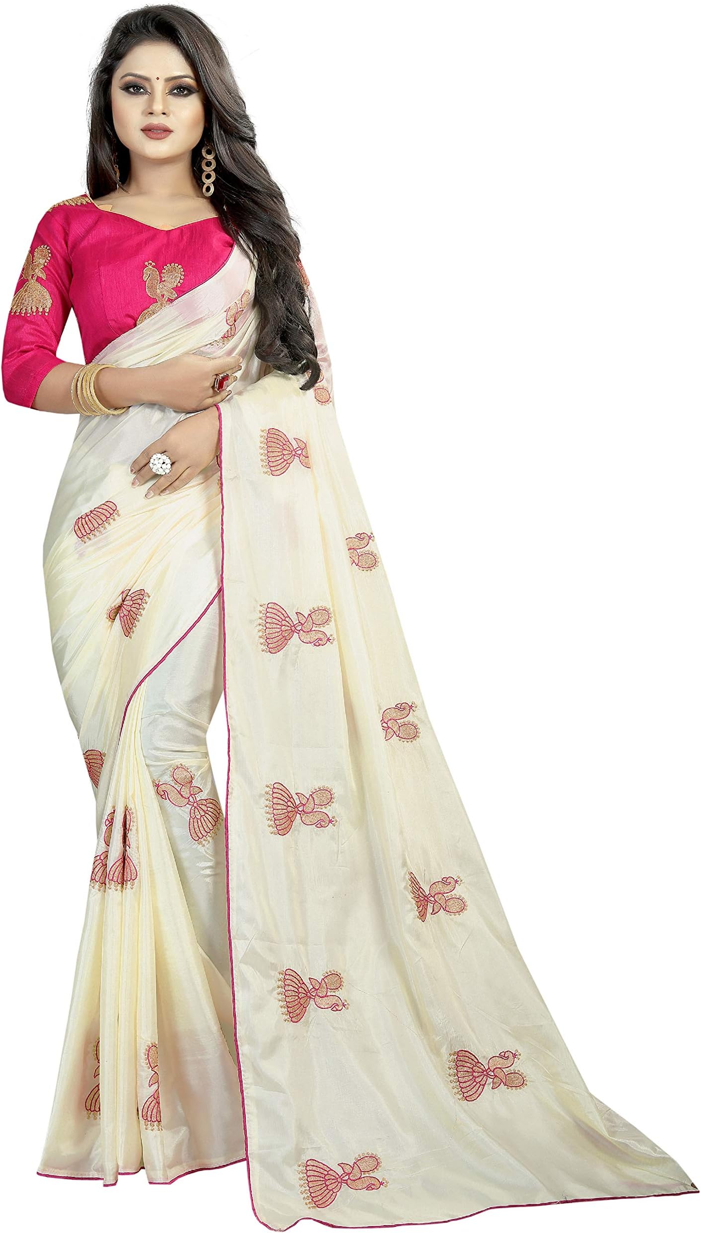Women's Silk Saree With Blouse Piece (Multicolour)